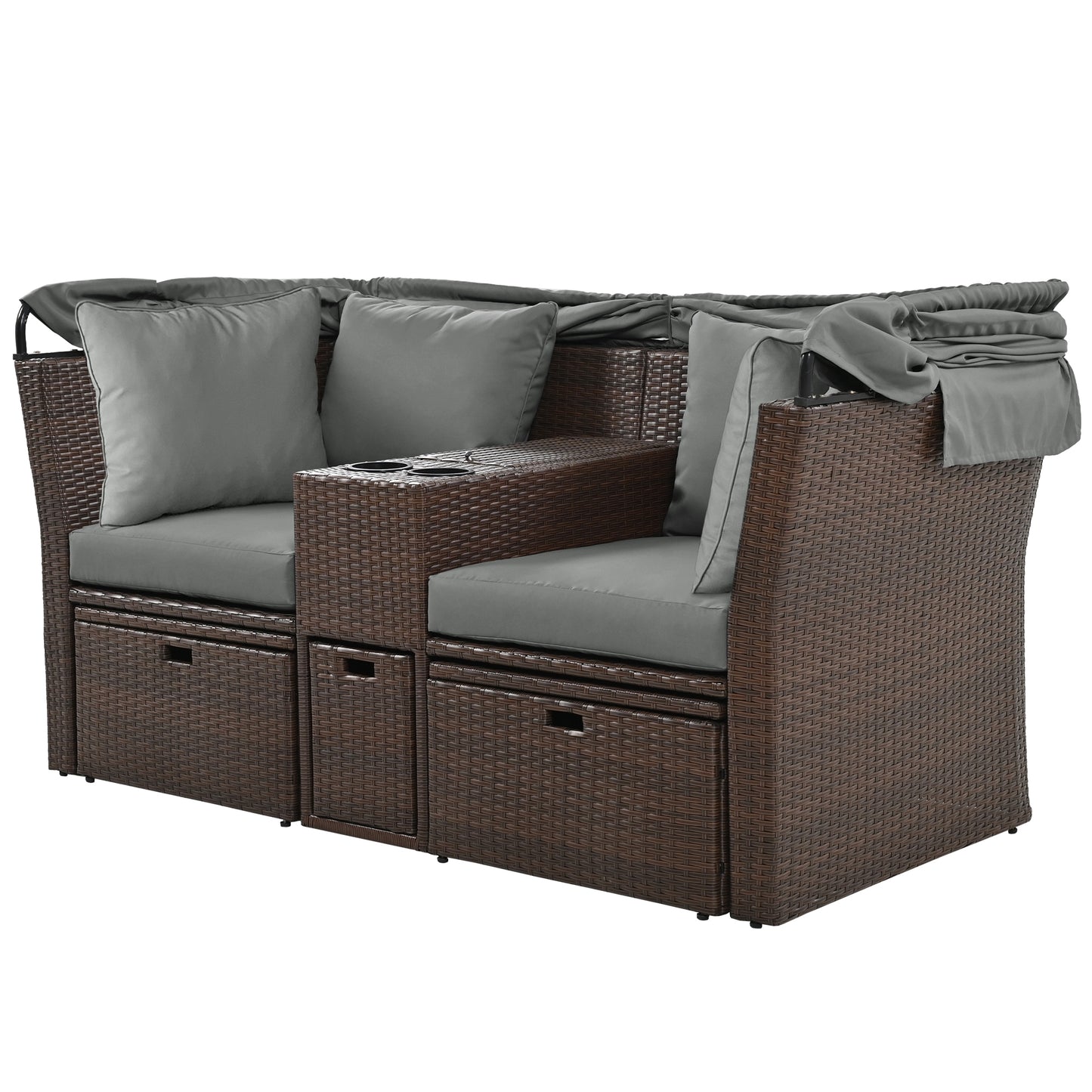 Amity Modern Loveseat Foldable Awning Daybed