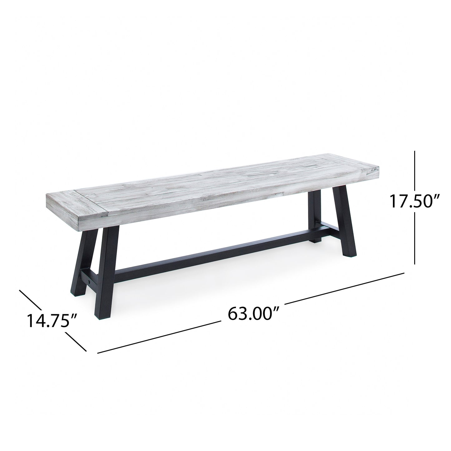 Emery Industrial Acacia Wood Bench