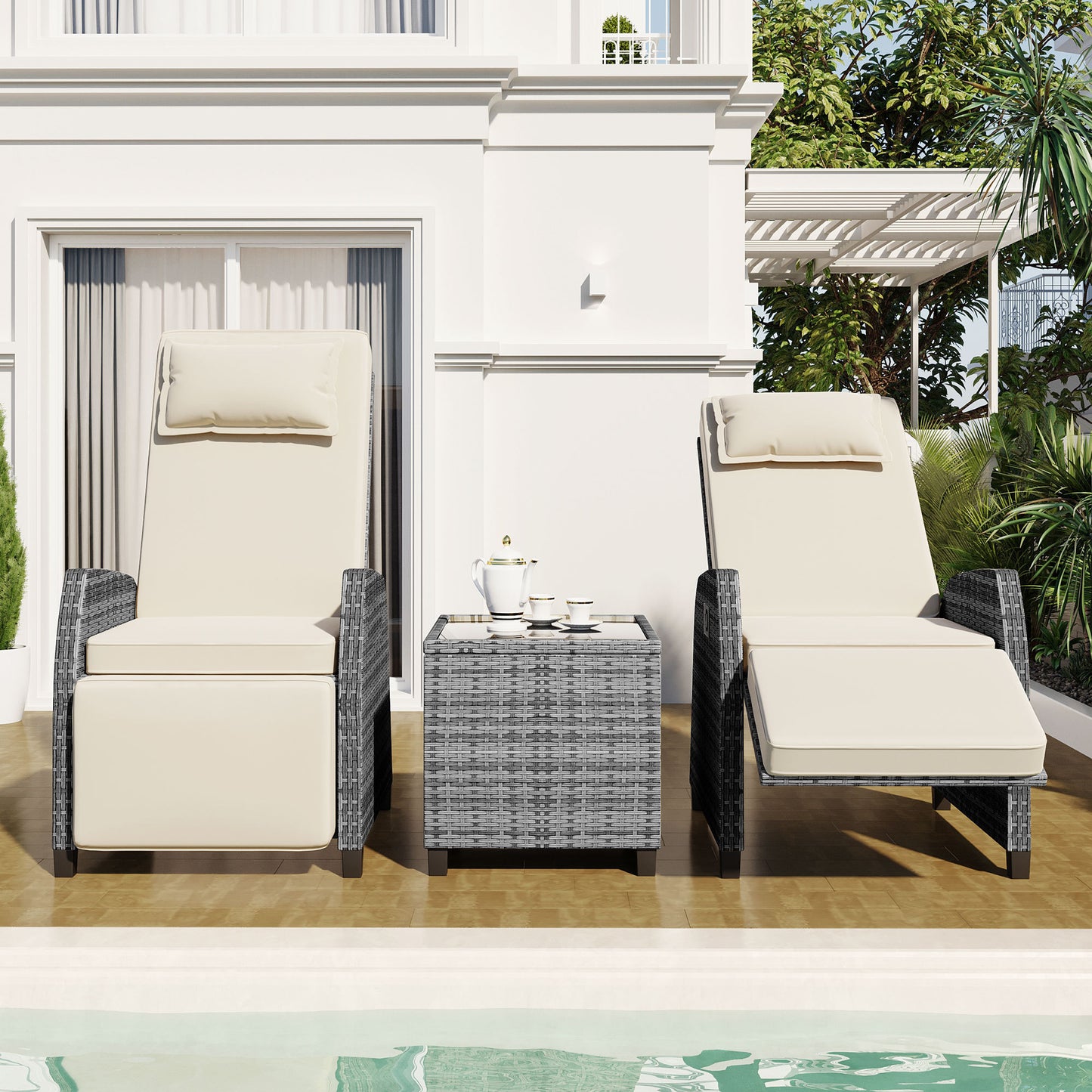 Mission Contemporary Outdoor Auto Lounge Pools Set