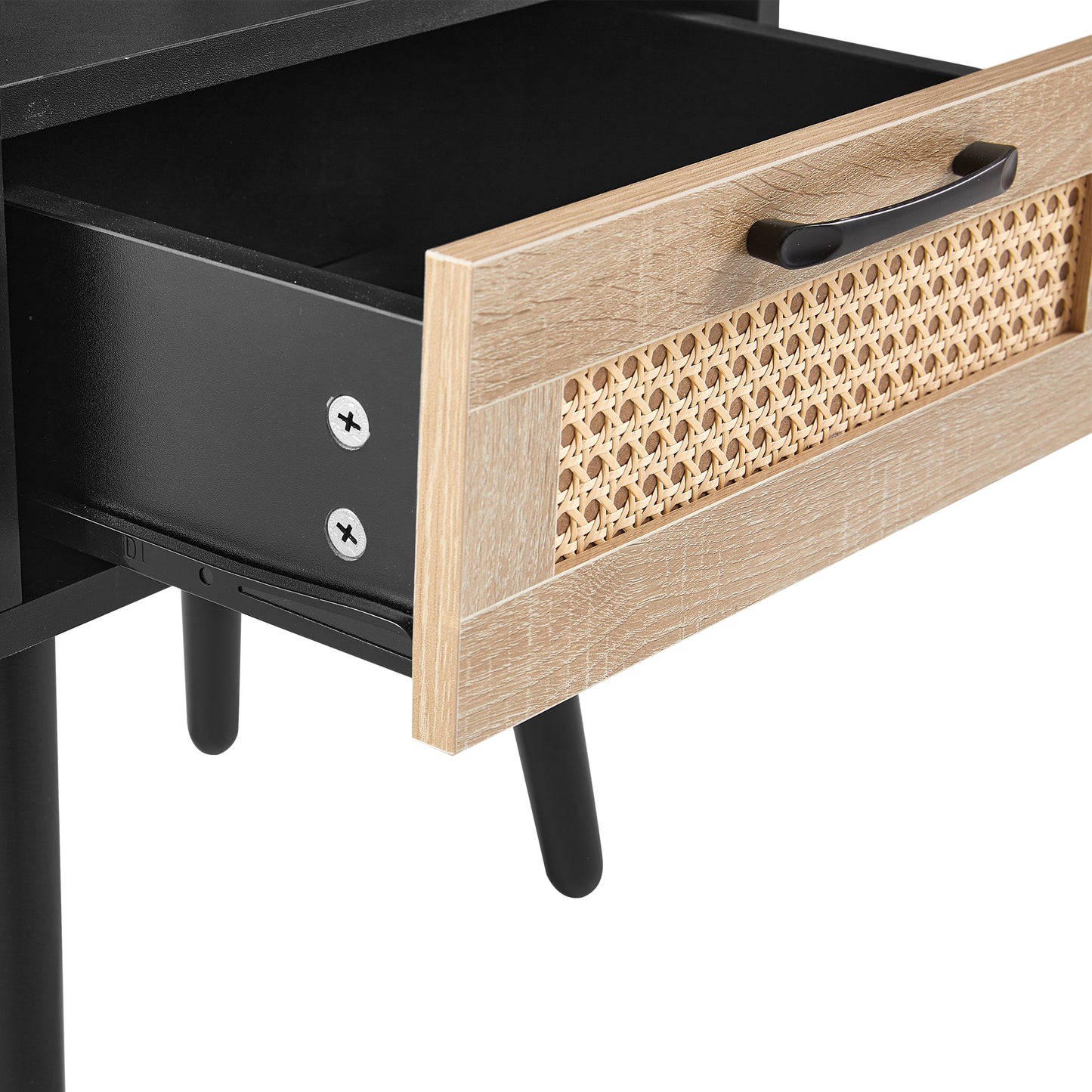 Ghivi Modern Rattan End Table Drawer