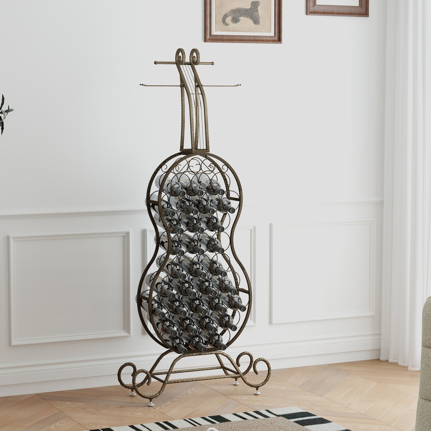 Mission Industrial Cello Shape Wine Bakers Rack