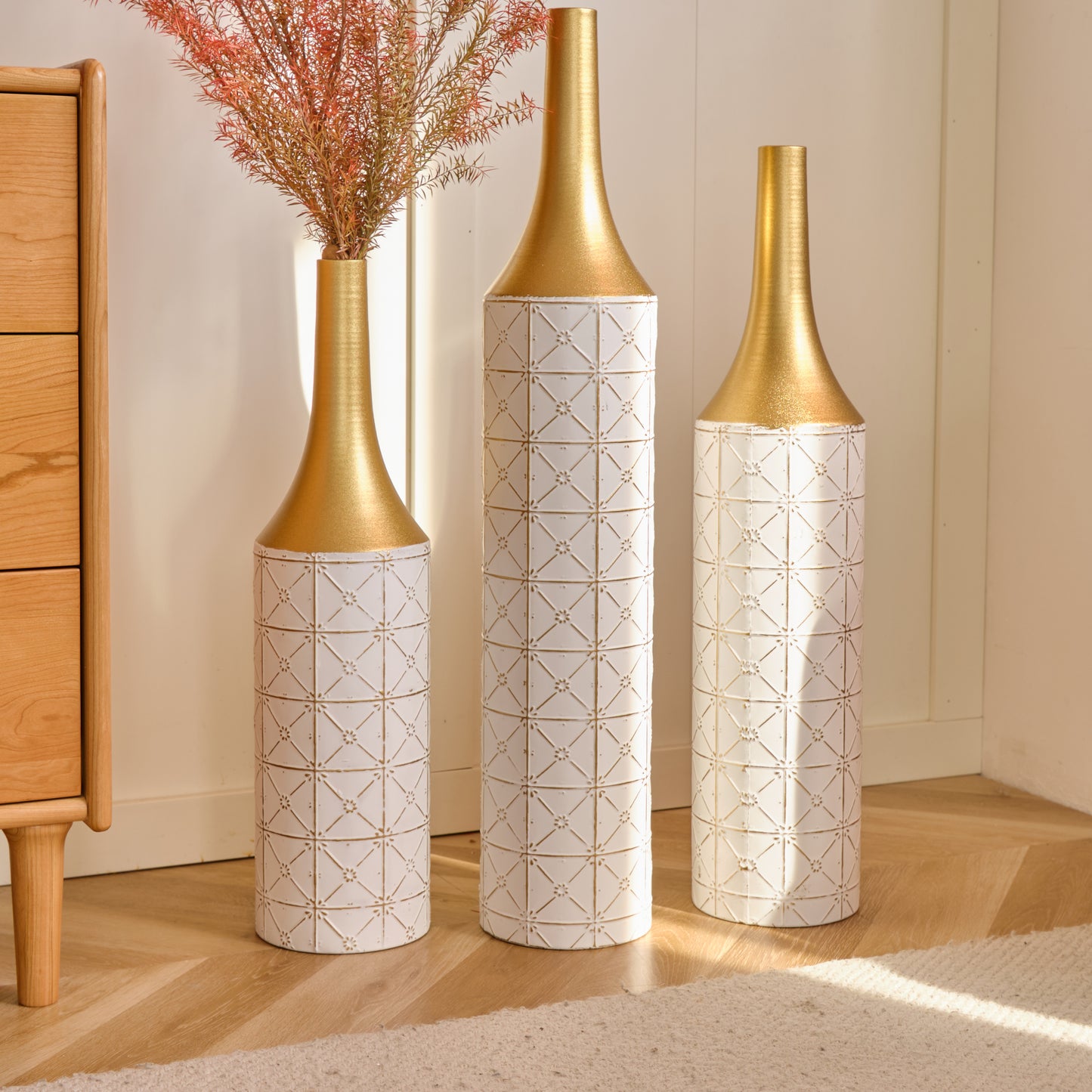 Irvington Modern Floor Metal Vases Set