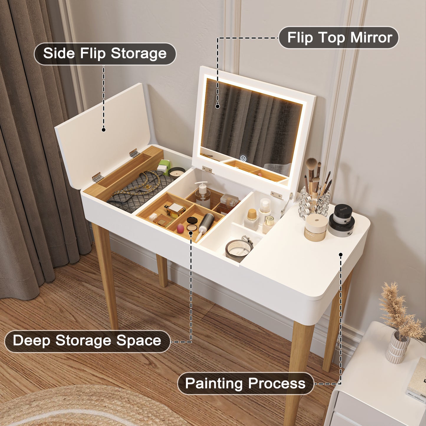 Lula Modern Solid Wood Vanity Mirror
