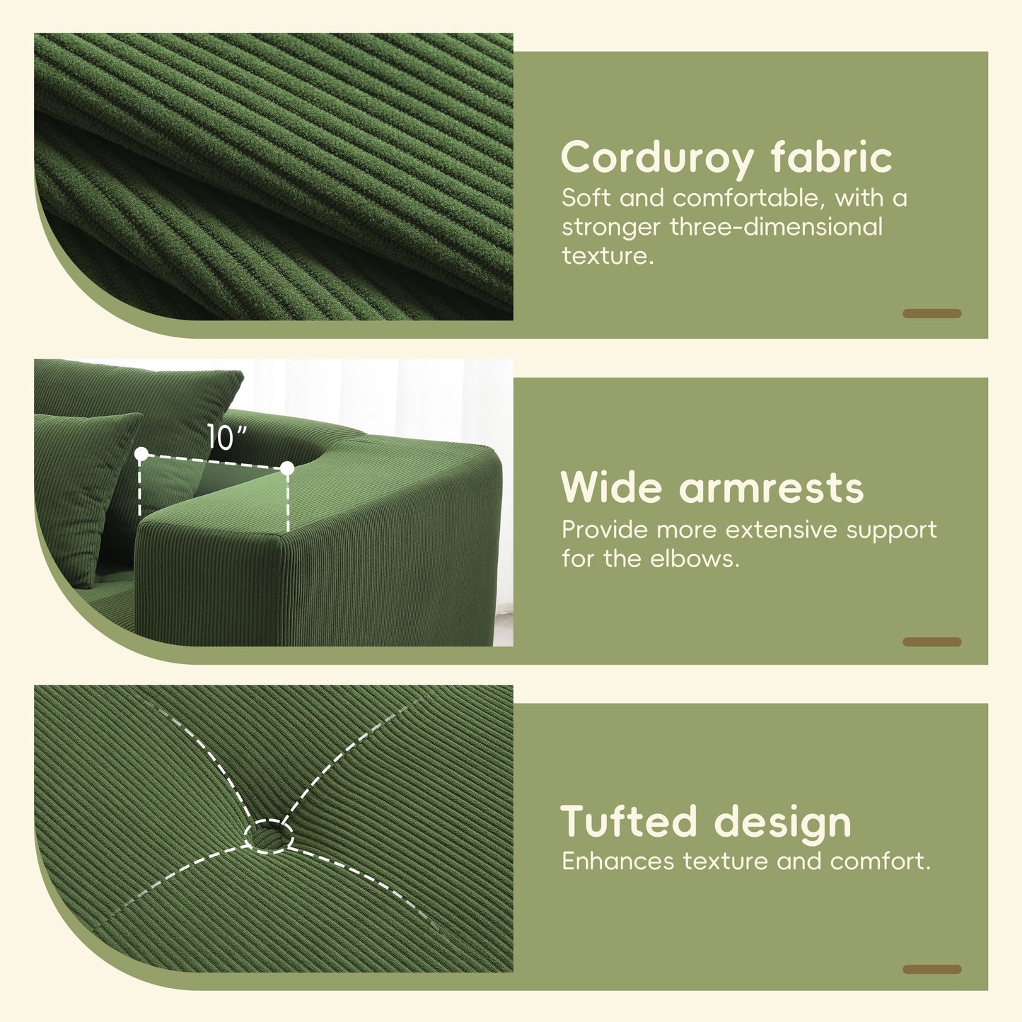 Eda Contemporary Modular Corduroy Sectional Sofa