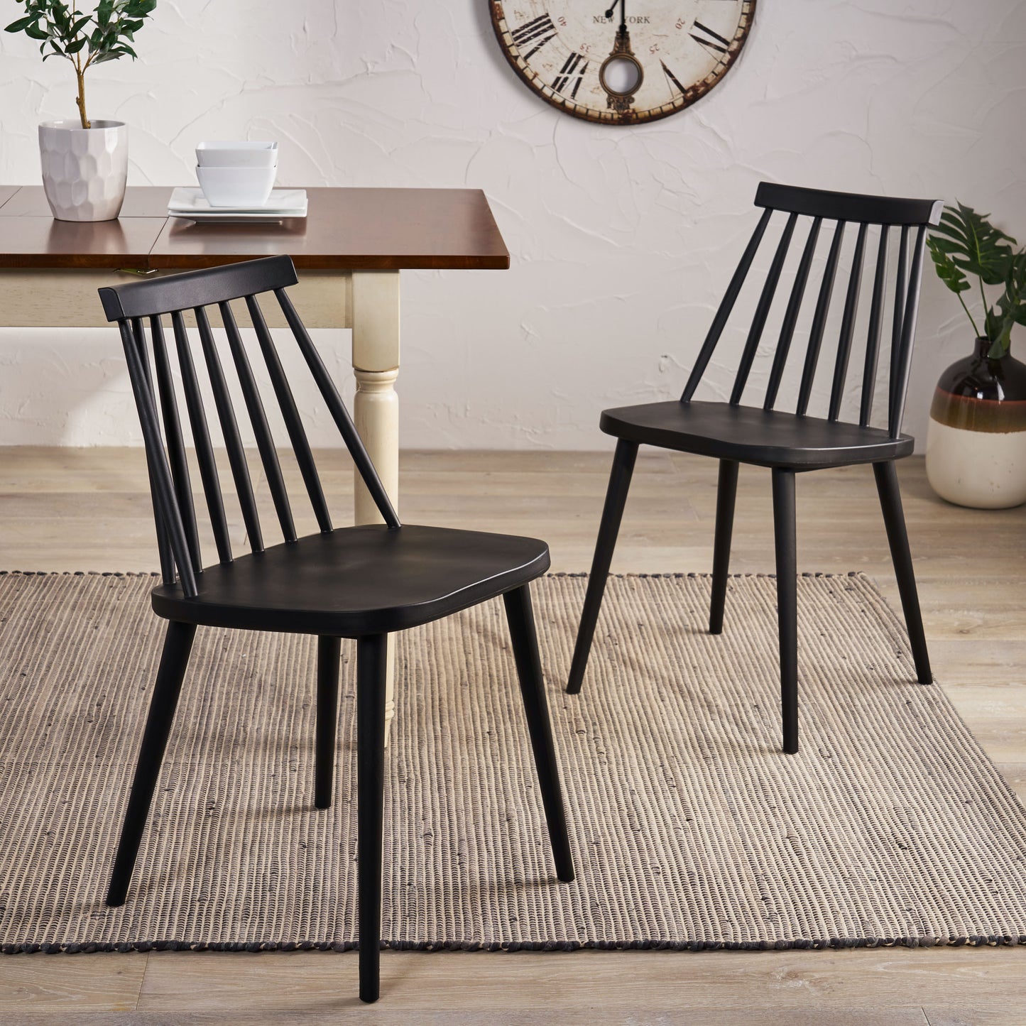 Bartholomew Contemporary Farmhouse Spindle Back Dining Chairs