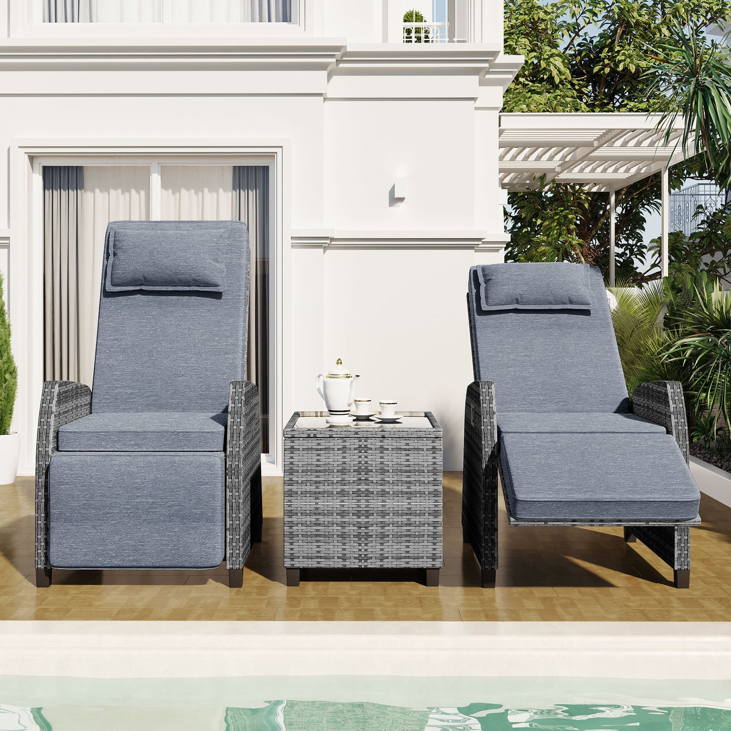 Warmsprings Contemporary U Style Rattan Patio Set