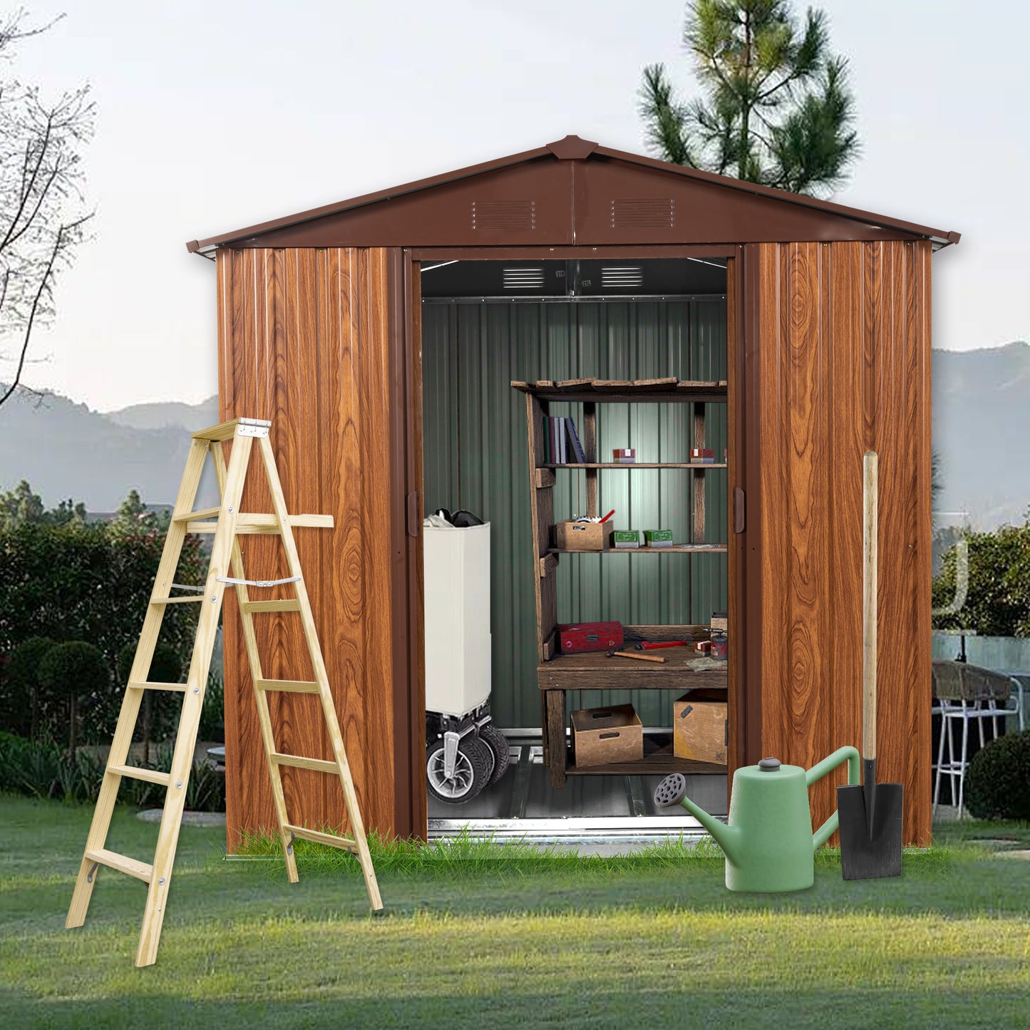 Calista Industrial Outdoor Metal Storage Shed