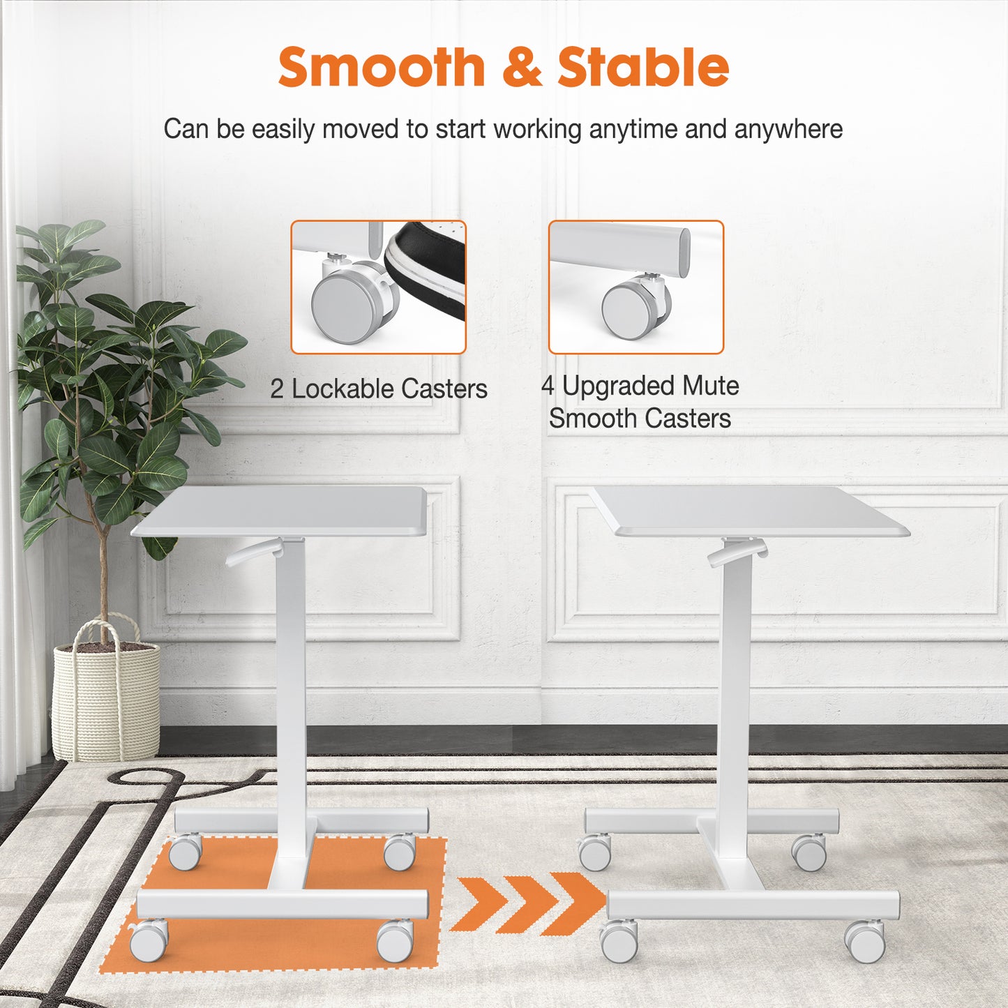 Marites Modern Mobile Standing Desk Laptop Cart