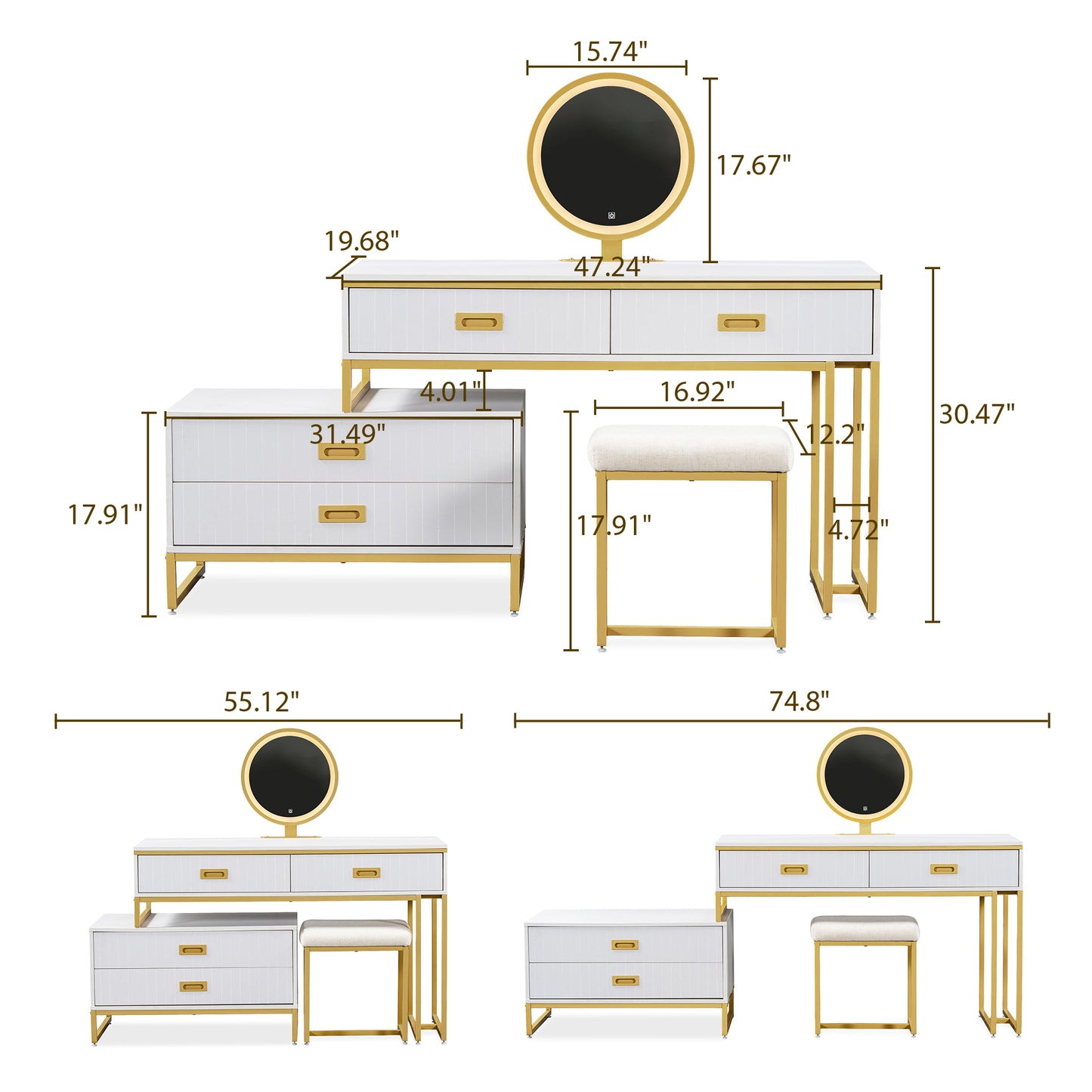Somerset Modern Movable Vanity Table