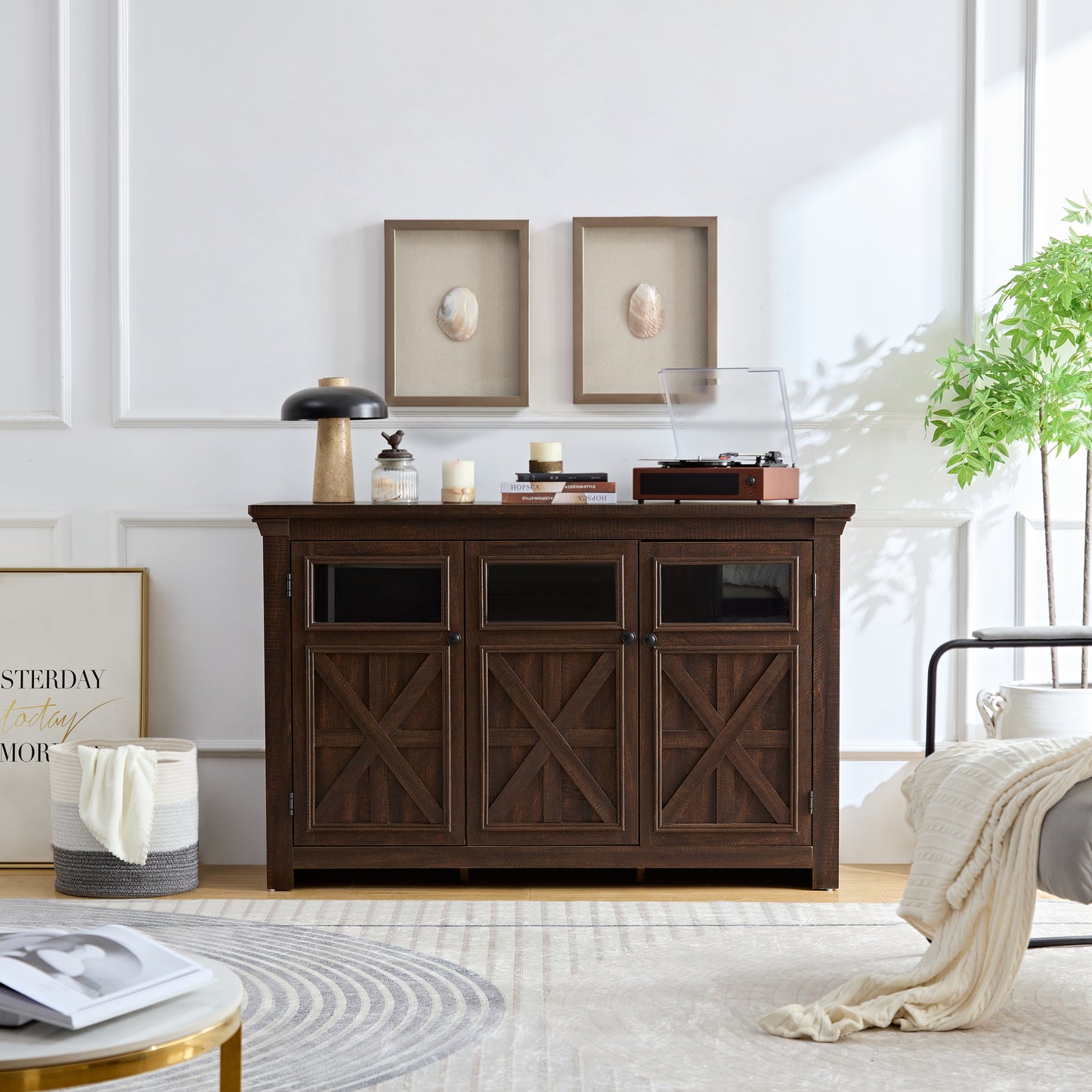 Jiron Craftsman Farmhouse 3-Door Buffet Cabinet