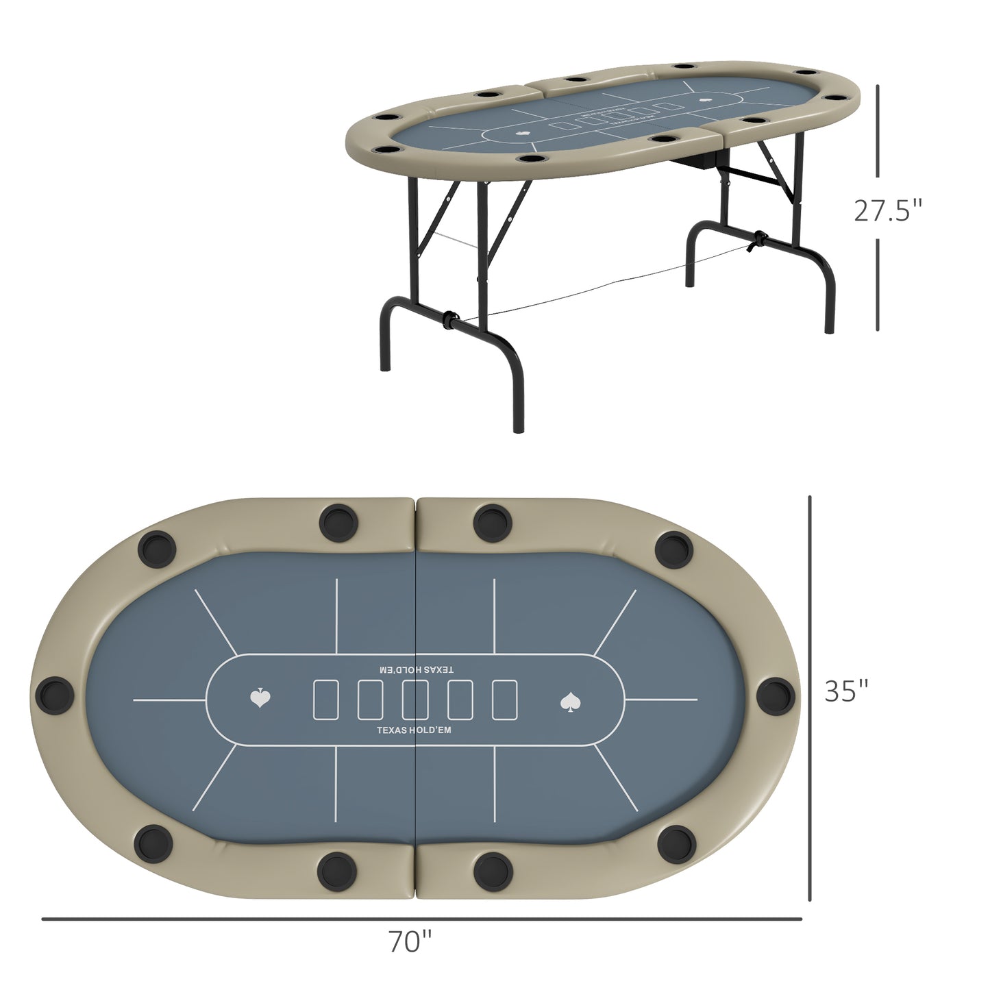 Mission Contemporary Foldable Poker Table