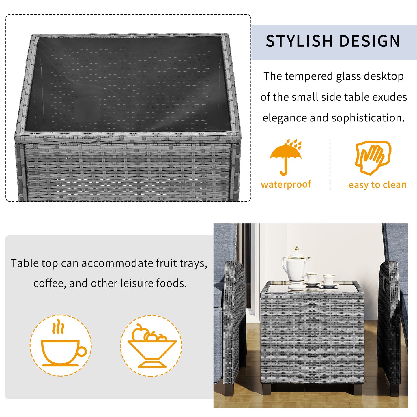 Warmsprings Contemporary U Style Rattan Patio Set