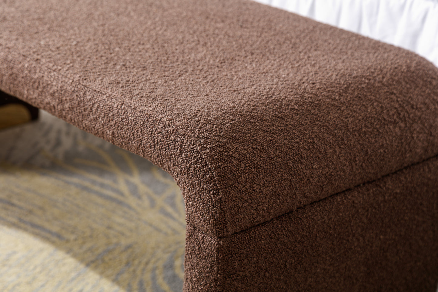 Fremont Mid-Century Boucle Fabric Ottoman Bench
