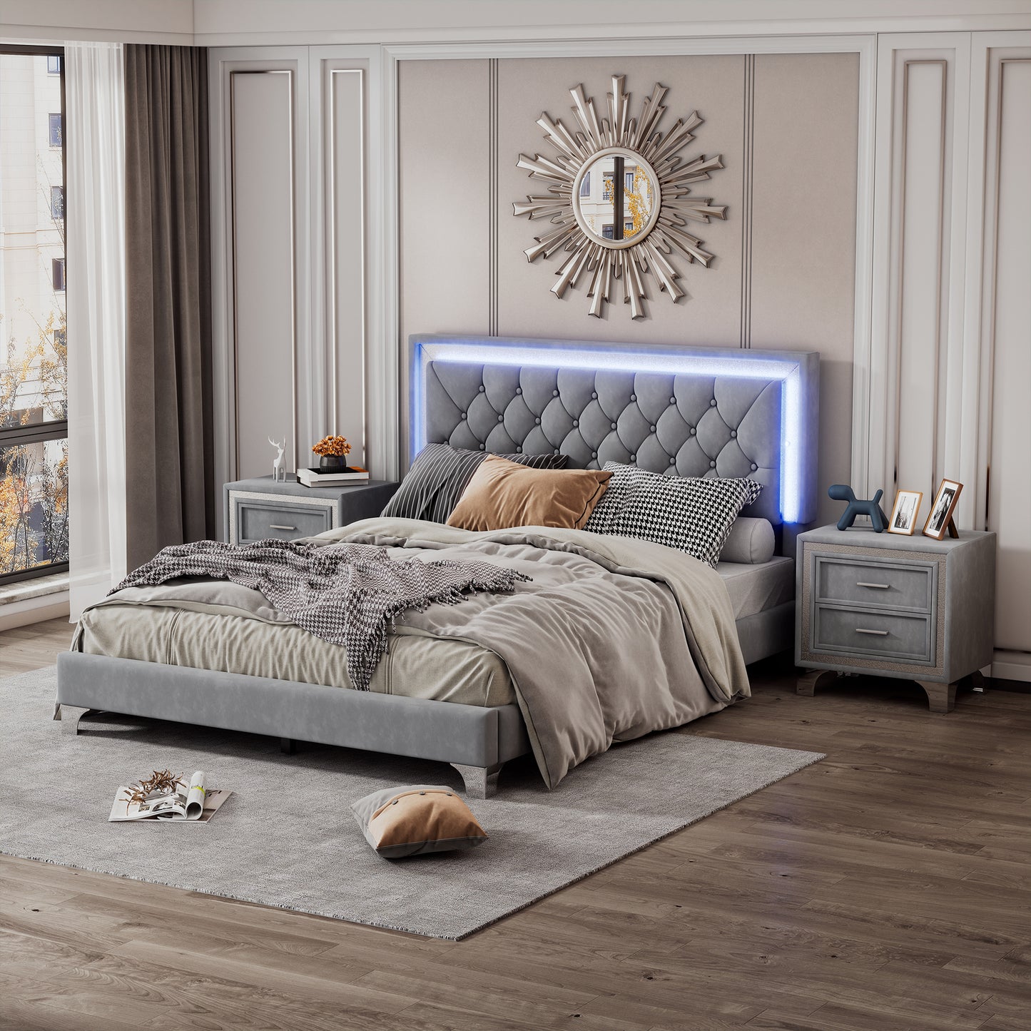 Silverleaf Modern LED Platform Bedroom Set