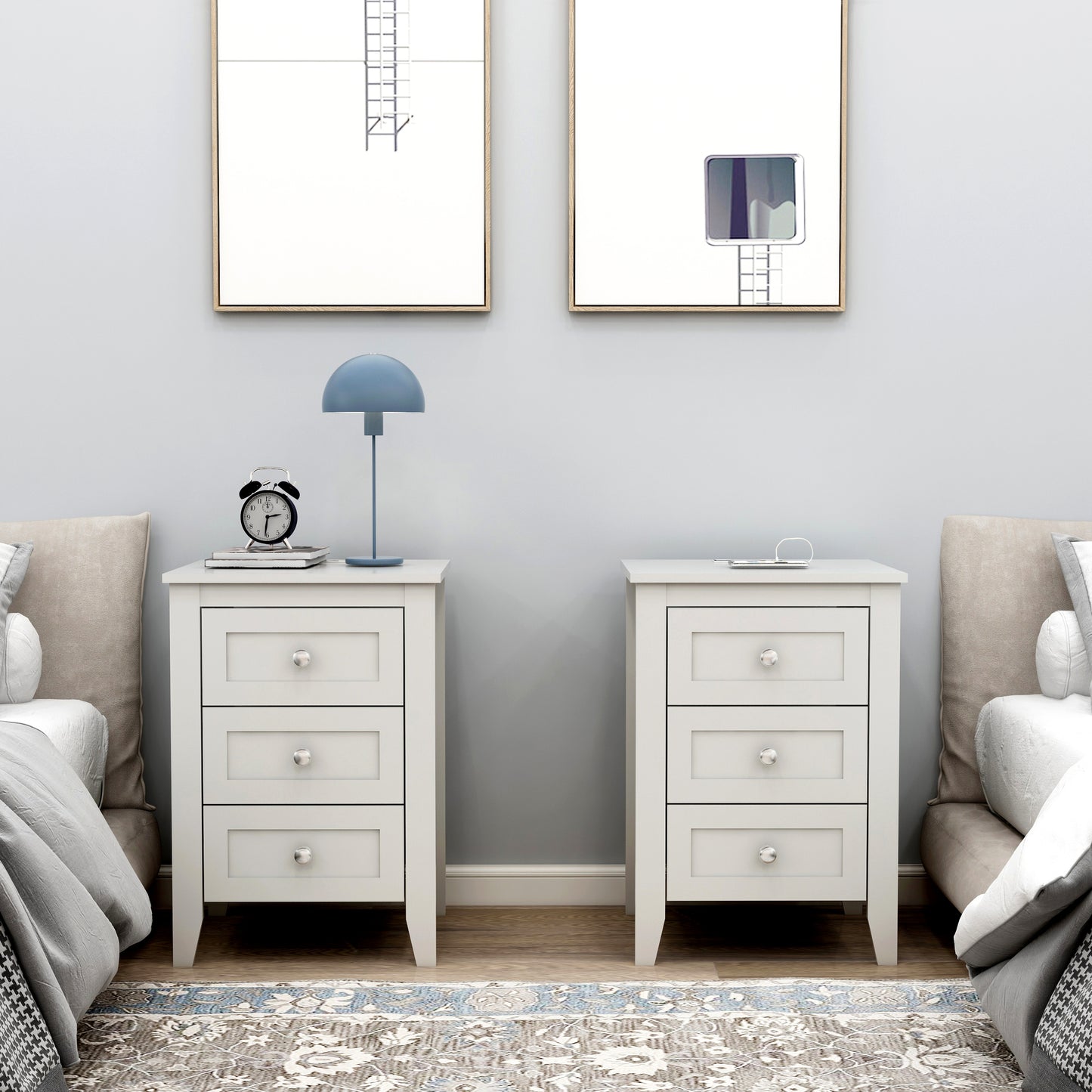 Niles Modern Drawer Nightstand with Charging Station