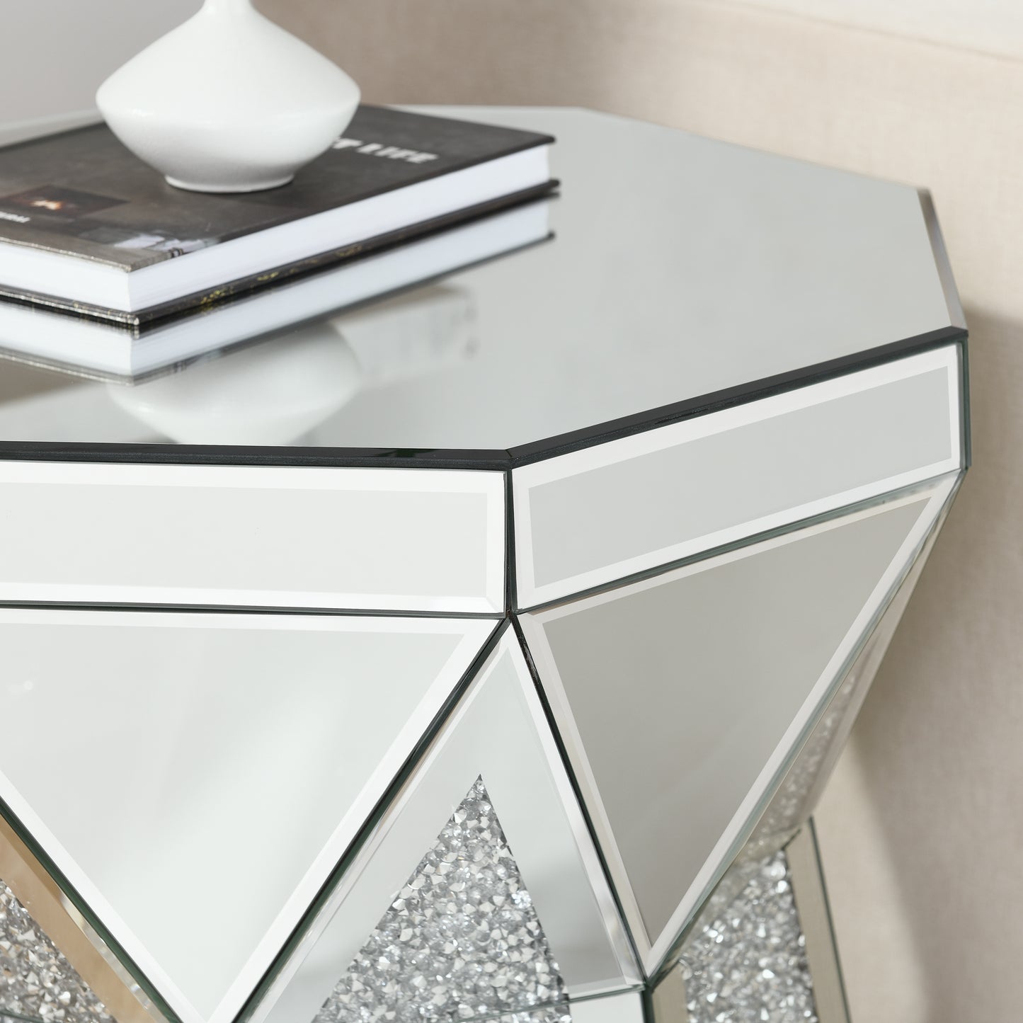 Justo Contemporary Crystal Polygon Coffee Table