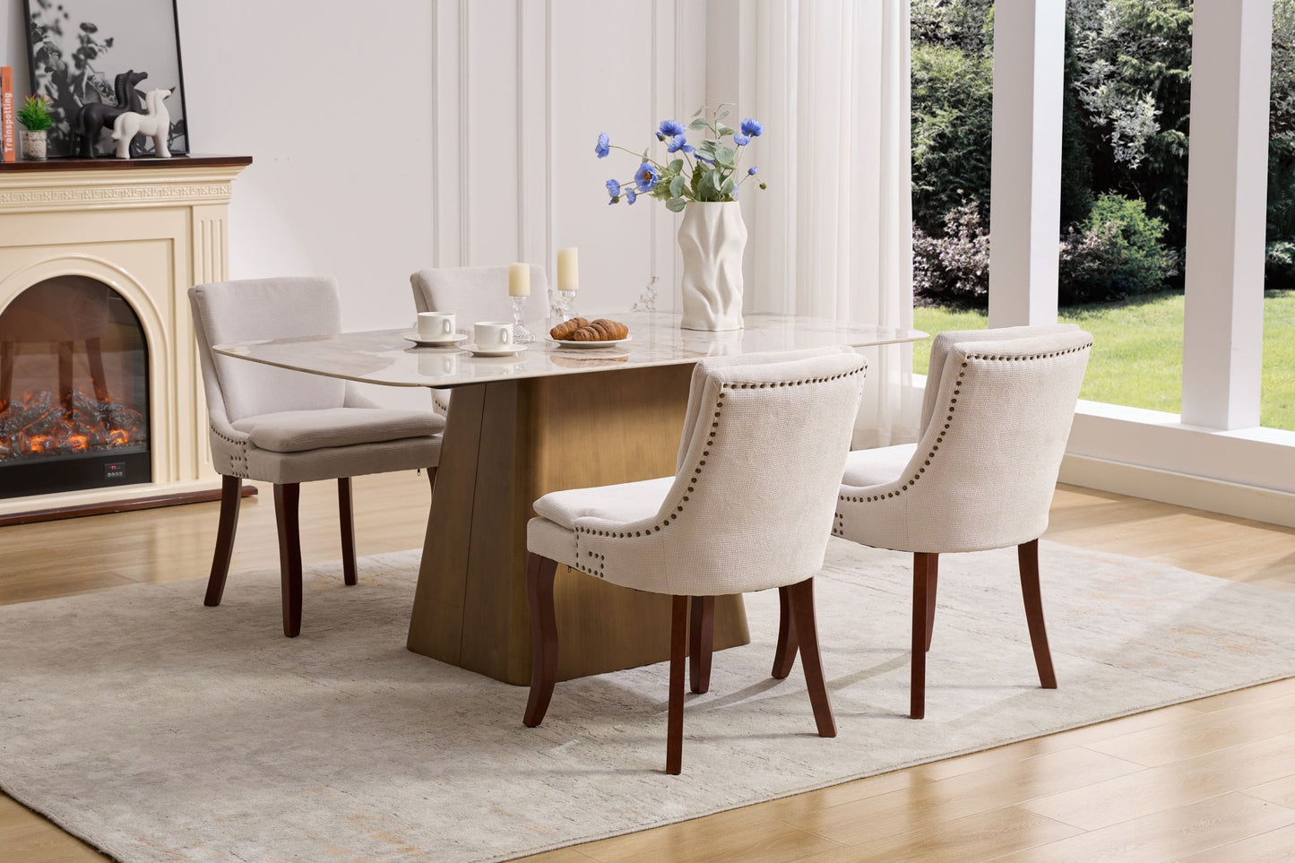 Calista Contemporary Double-layer Chenille Dining Chairs
