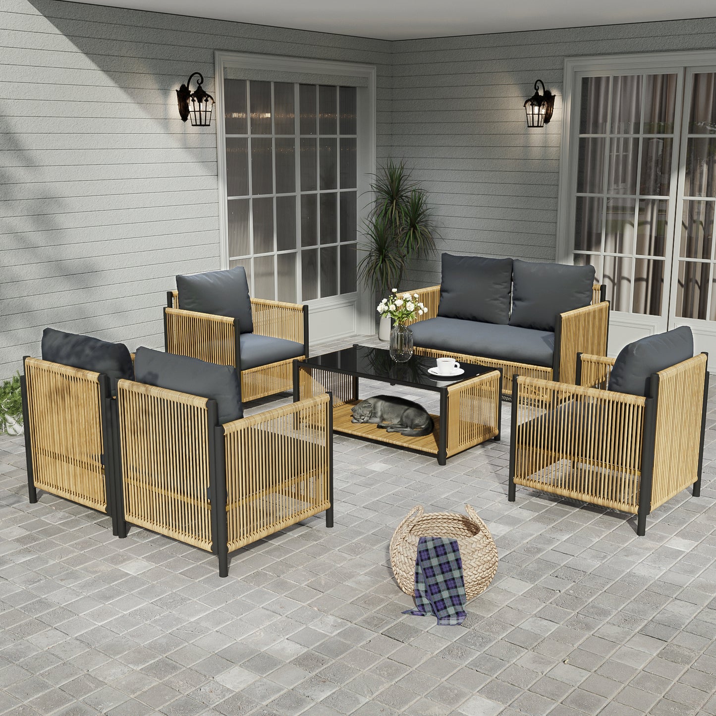 Lazzareschi Modern Patio Wicker Sofa
