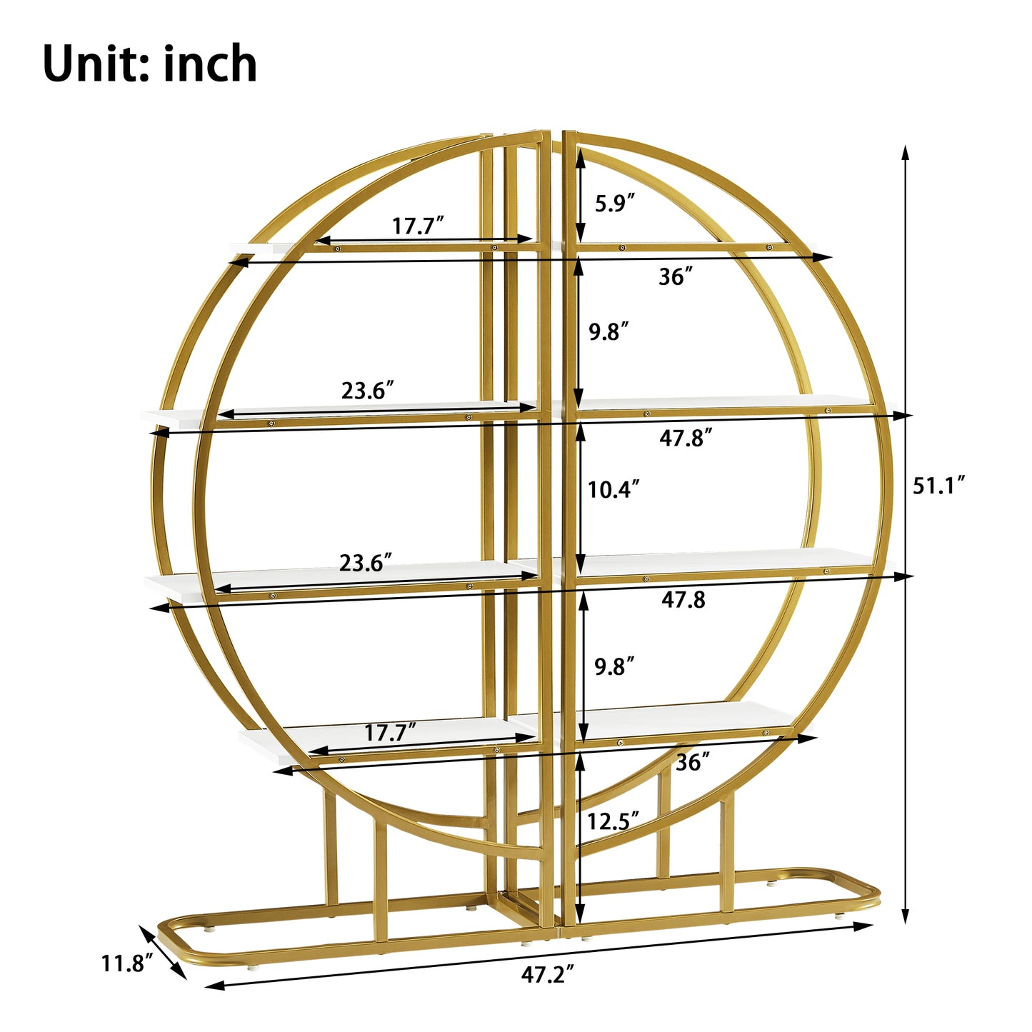 Emery Modern Metal Round Bookshelf
