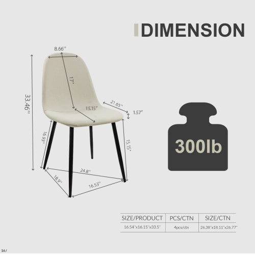 Eda Modern Linen Fabric Dining Chairs