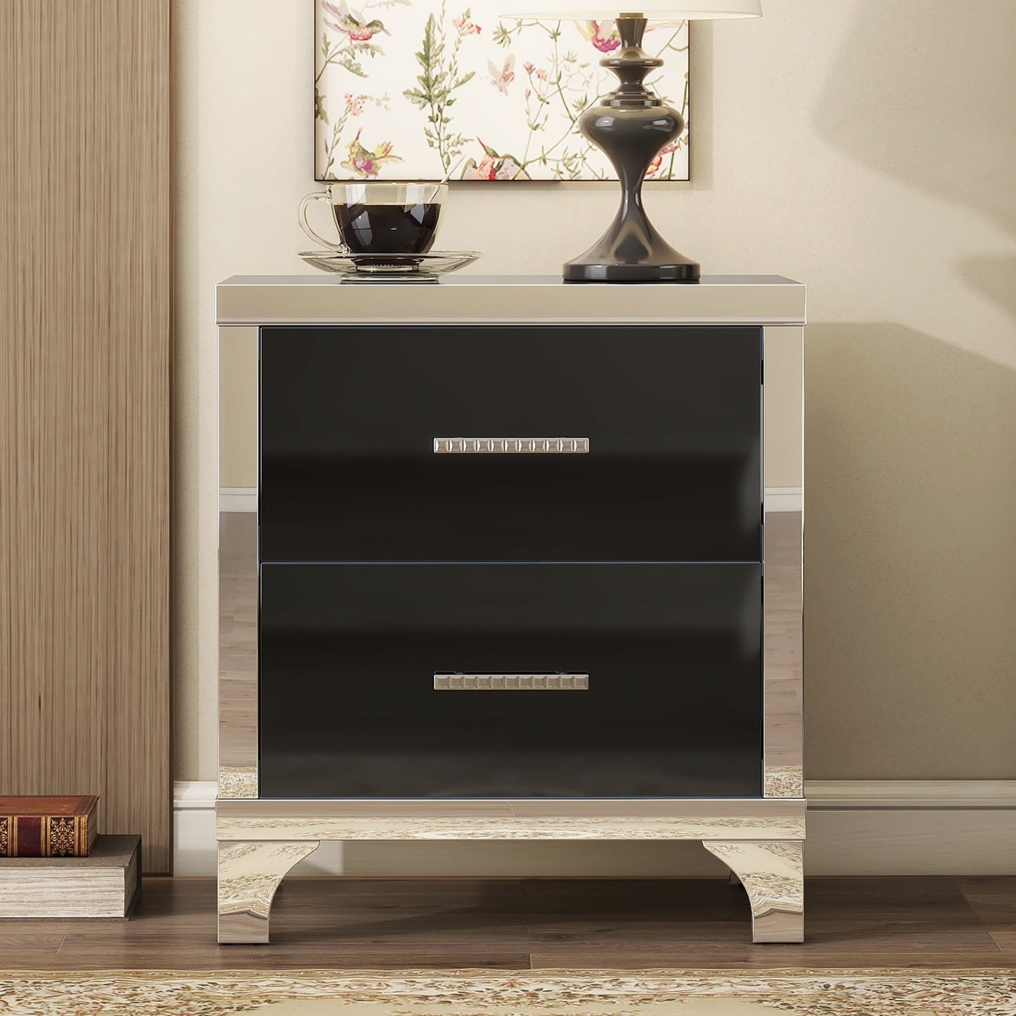 Silverleaf Modern Mirrored Nightstand