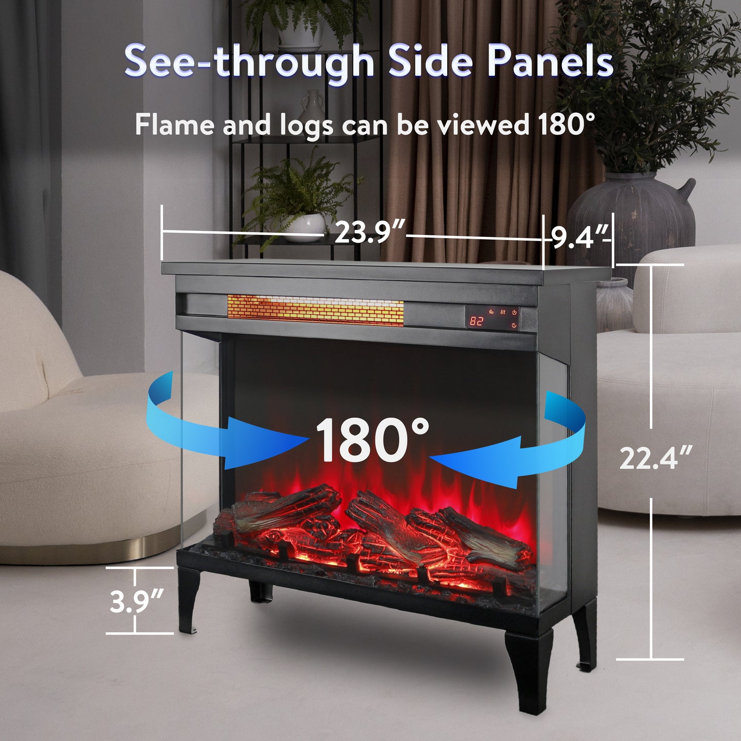 Ghivi Modern Velvet Electric Fireplace