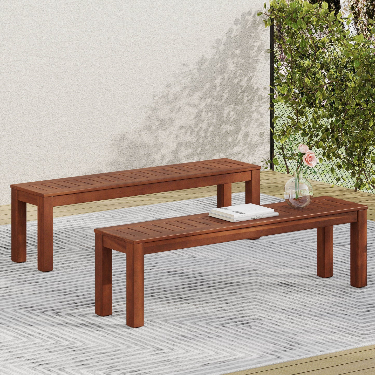 Somerset Modern Rustic Wood Benches