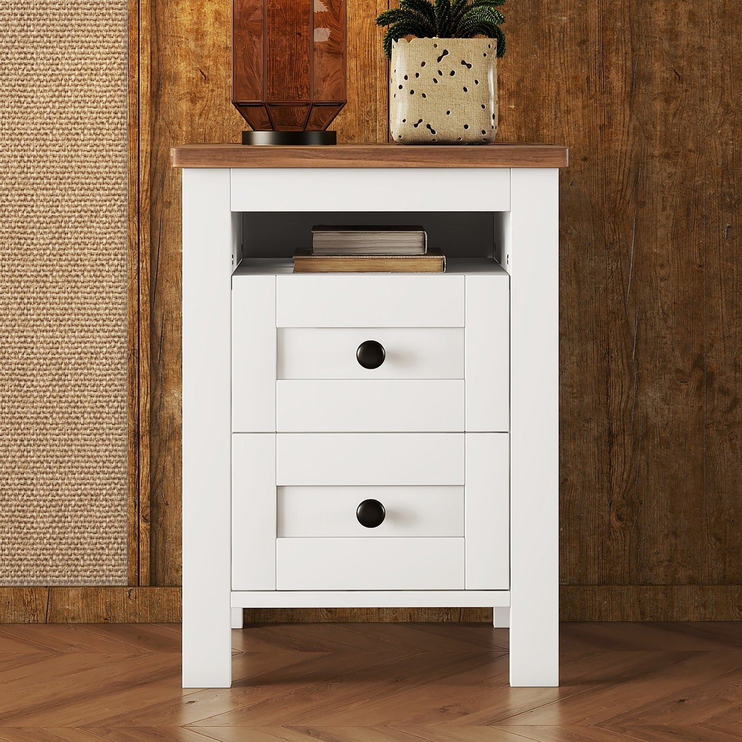 Warmsprings Modern Farmhouse Wooden Nightstand