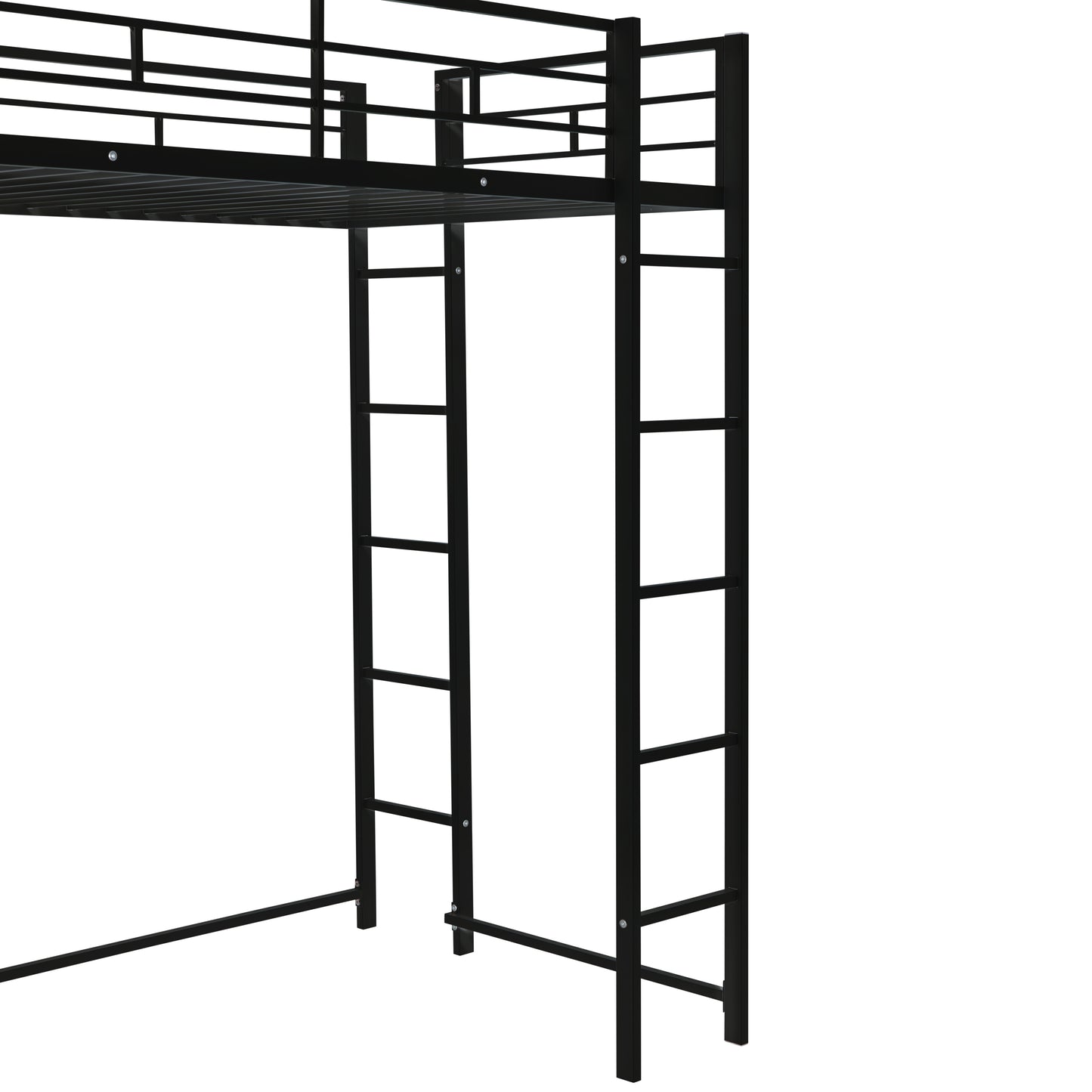 Oakridge Industrial Twin Metal Loft Bed with Shelves