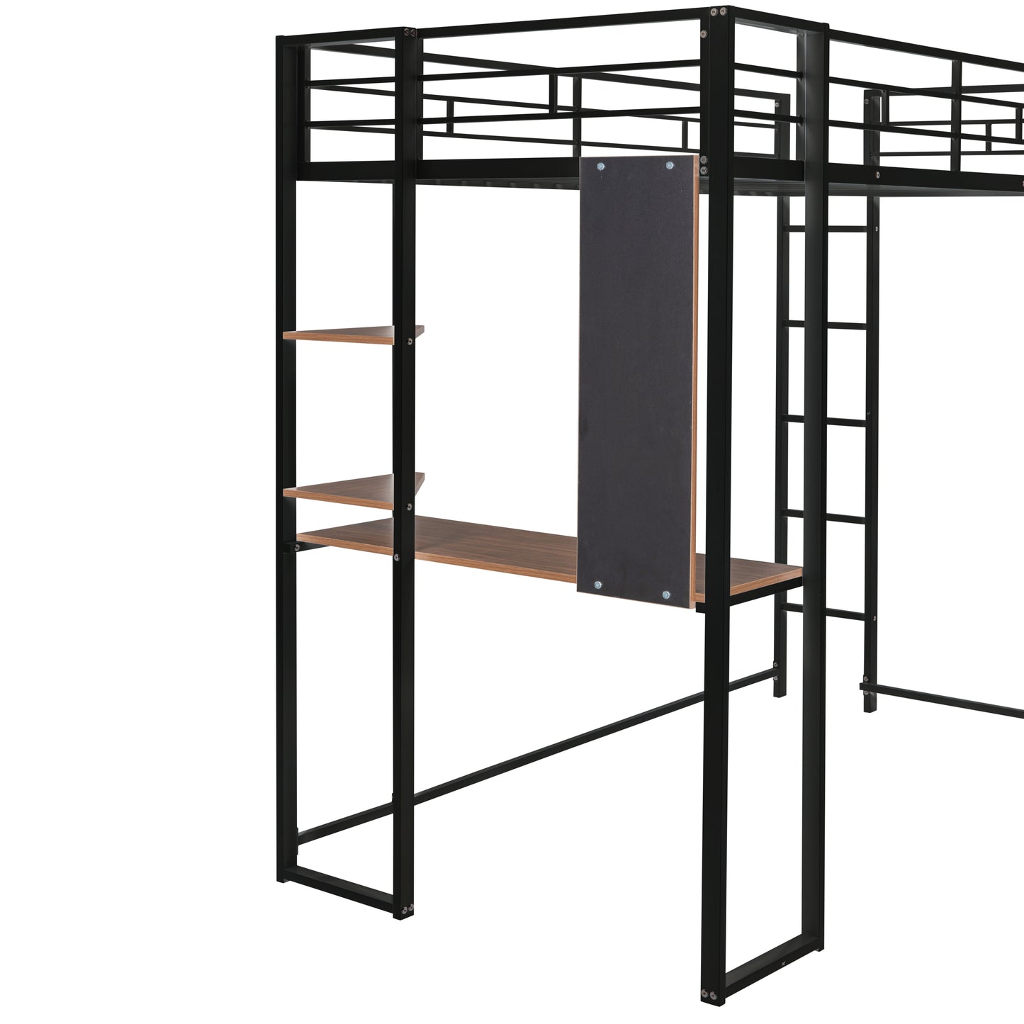 Oakridge Industrial Twin Metal Loft Bed with Shelves