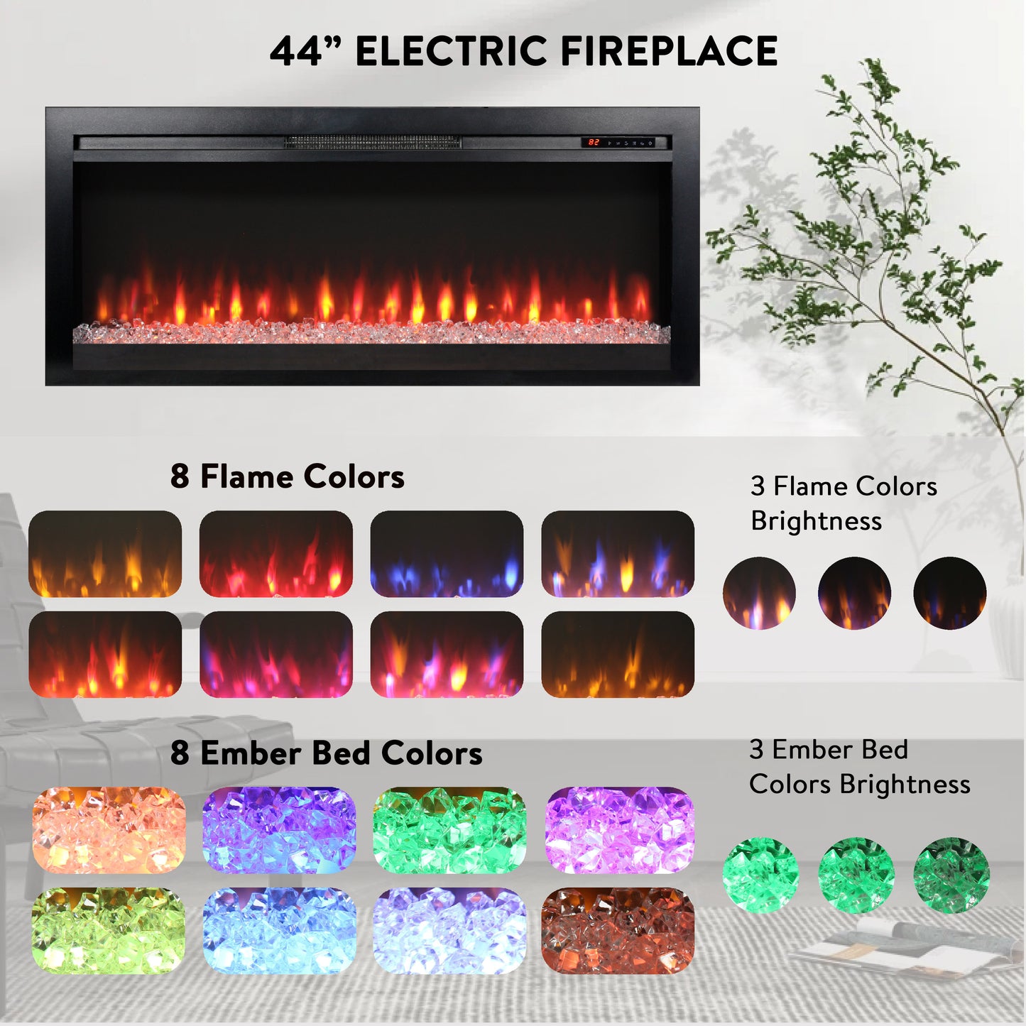 Oakridge Modern Electric Fireplace Heater