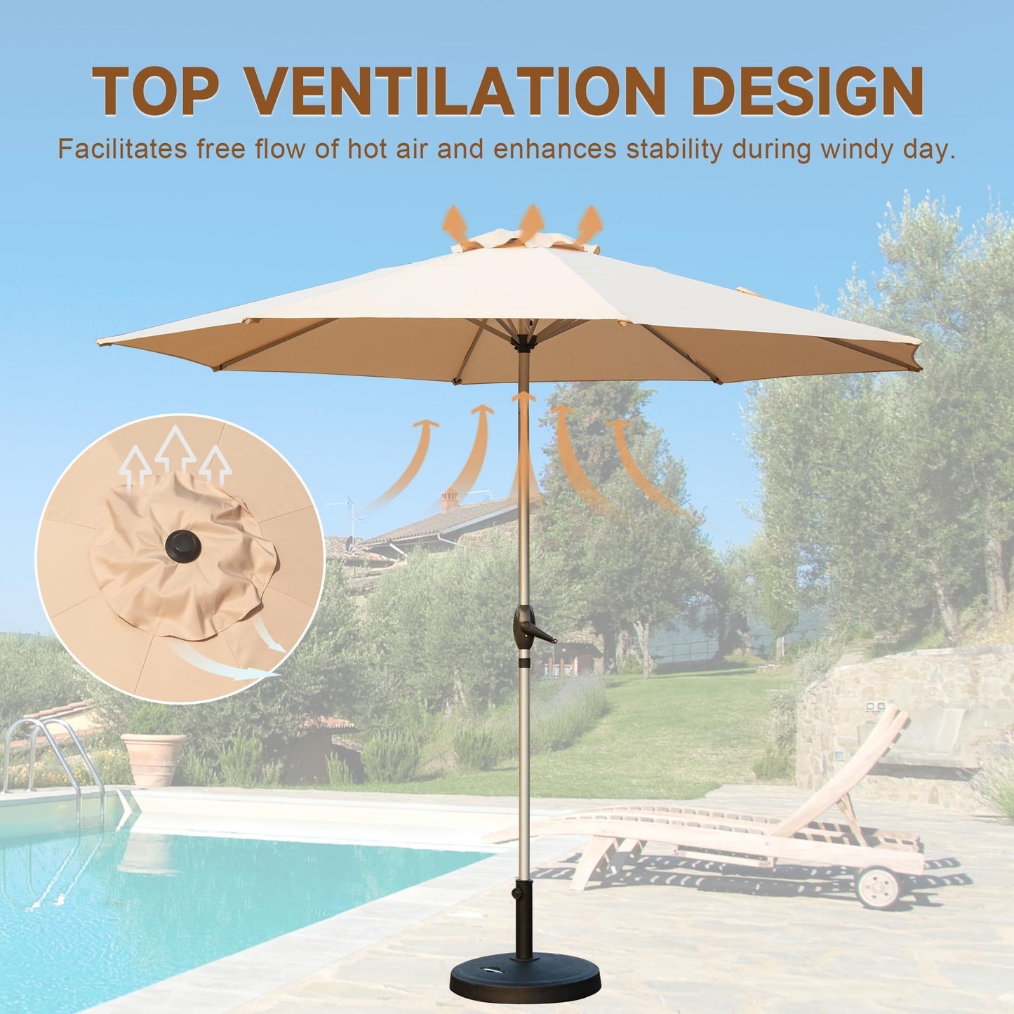 Warmsprings Contemporary Outdoor Patio Umbrella