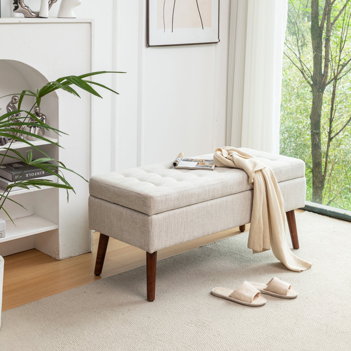 Kingsly Contemporary Upholstered Storage Bench