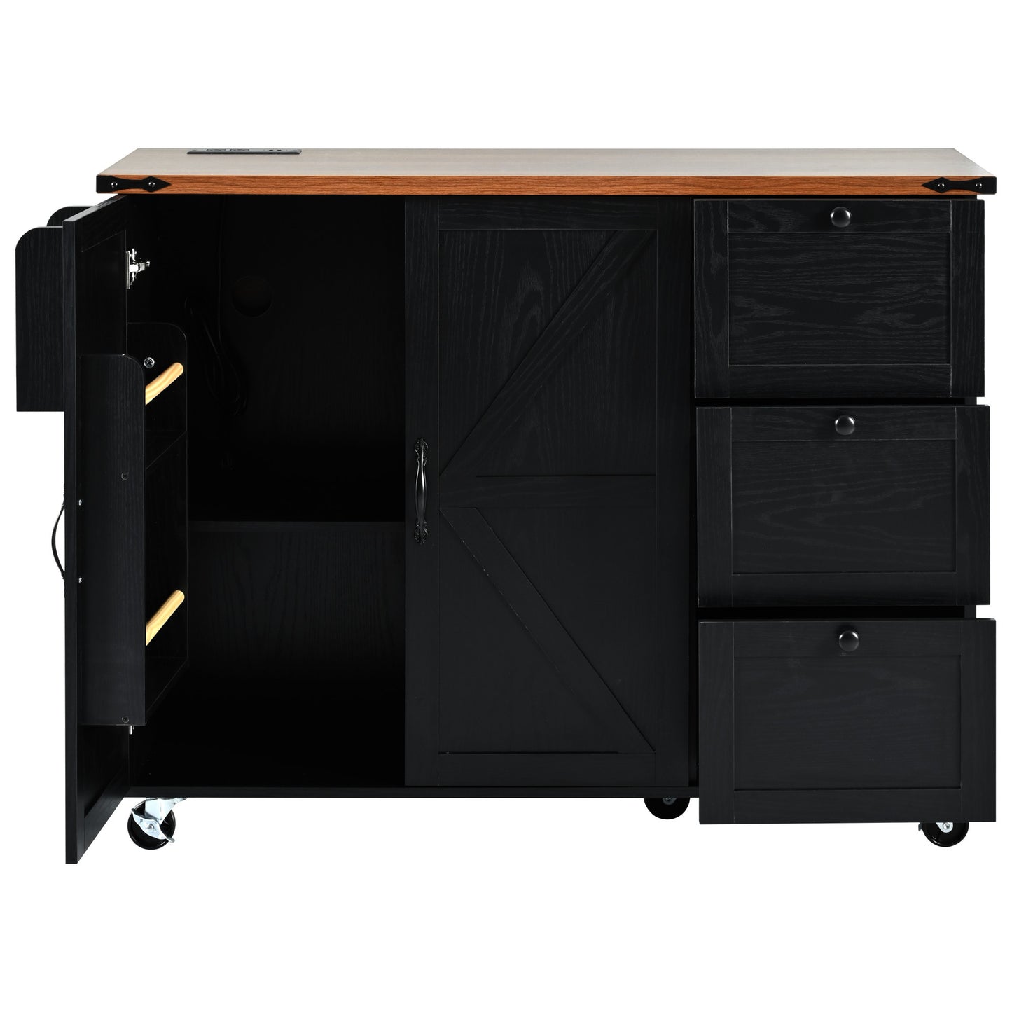 Westport Modern Farmhouse Rolling Kitchen Cart