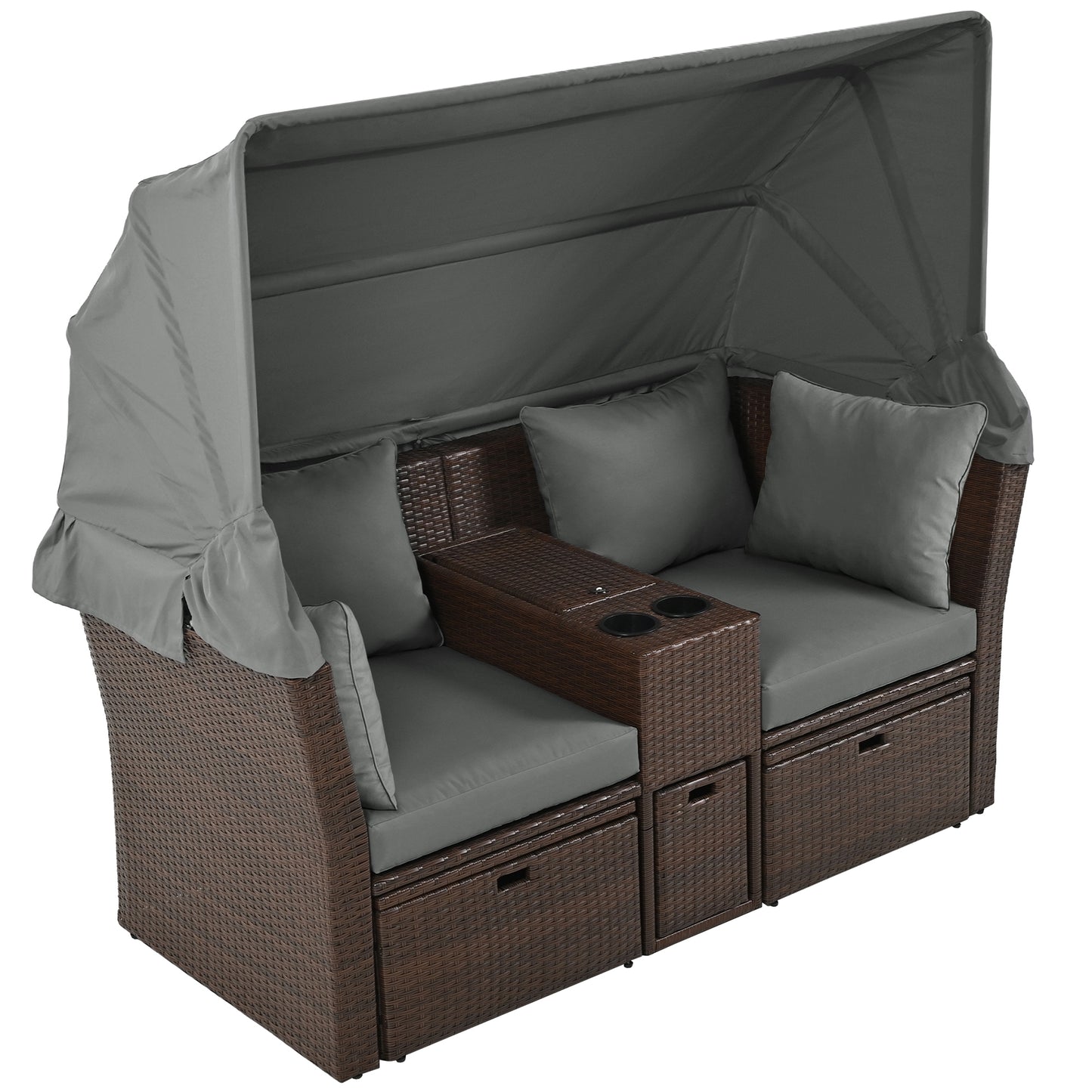 Amity Modern Loveseat Foldable Awning Daybed
