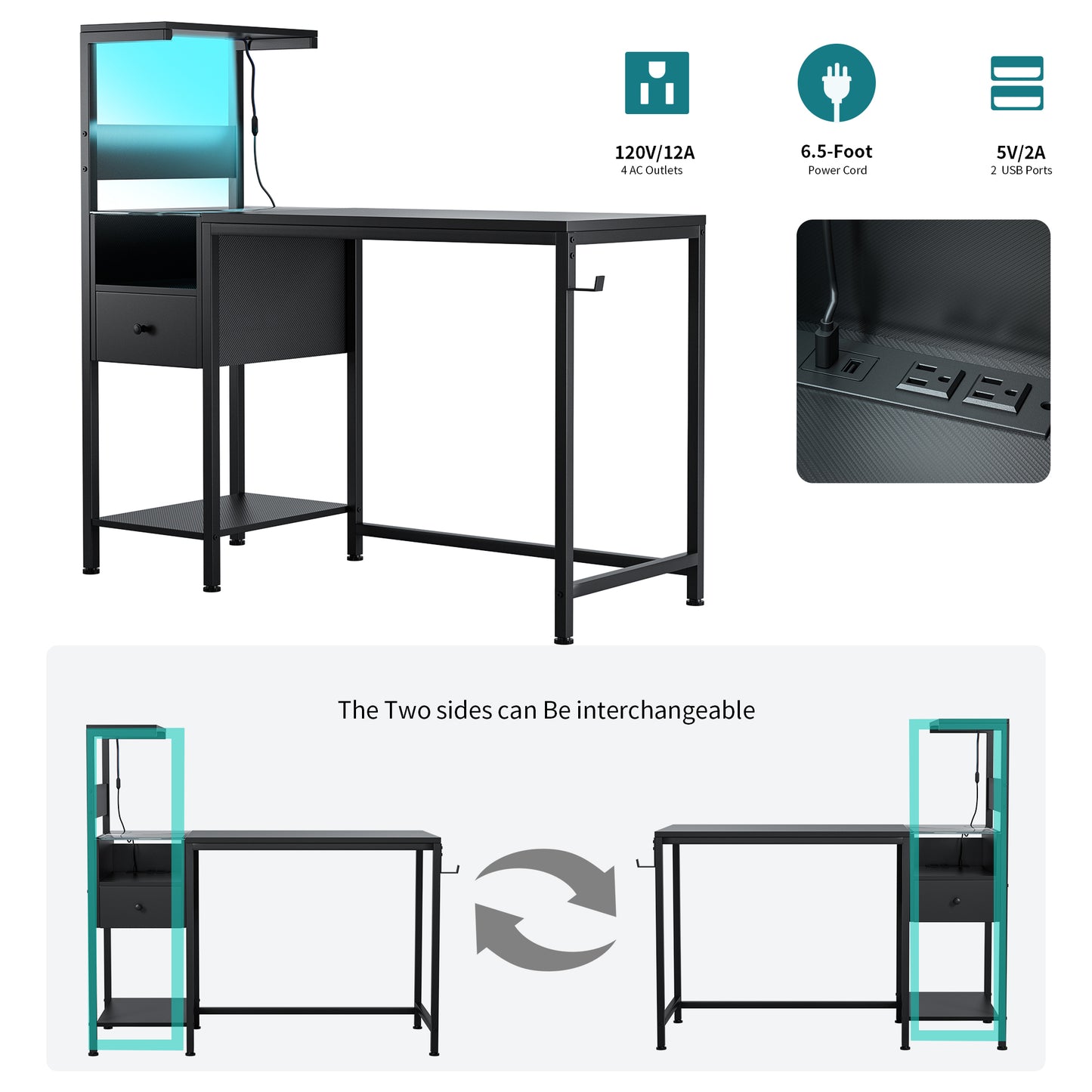 Oakridge Modern Power Desk Workstation