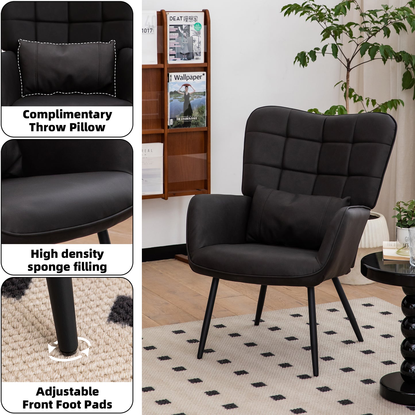 Calista Mid-Century Padded Accent Chair