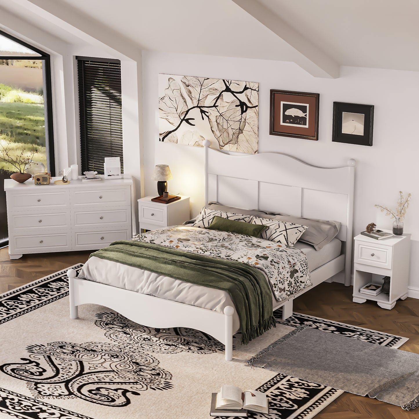Elmcrest Mid-Century 4-Pieces Elegant Bedroom Sets