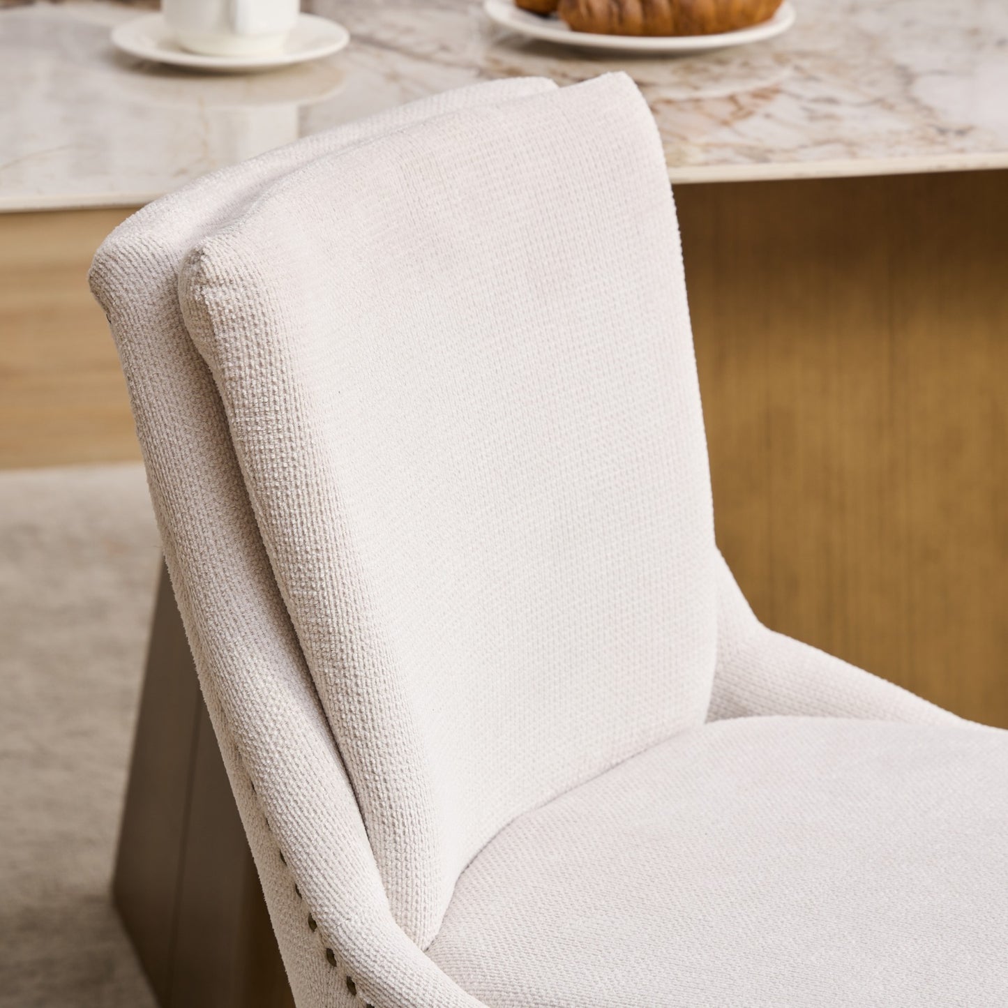 Calista Contemporary Double-layer Chenille Dining Chairs