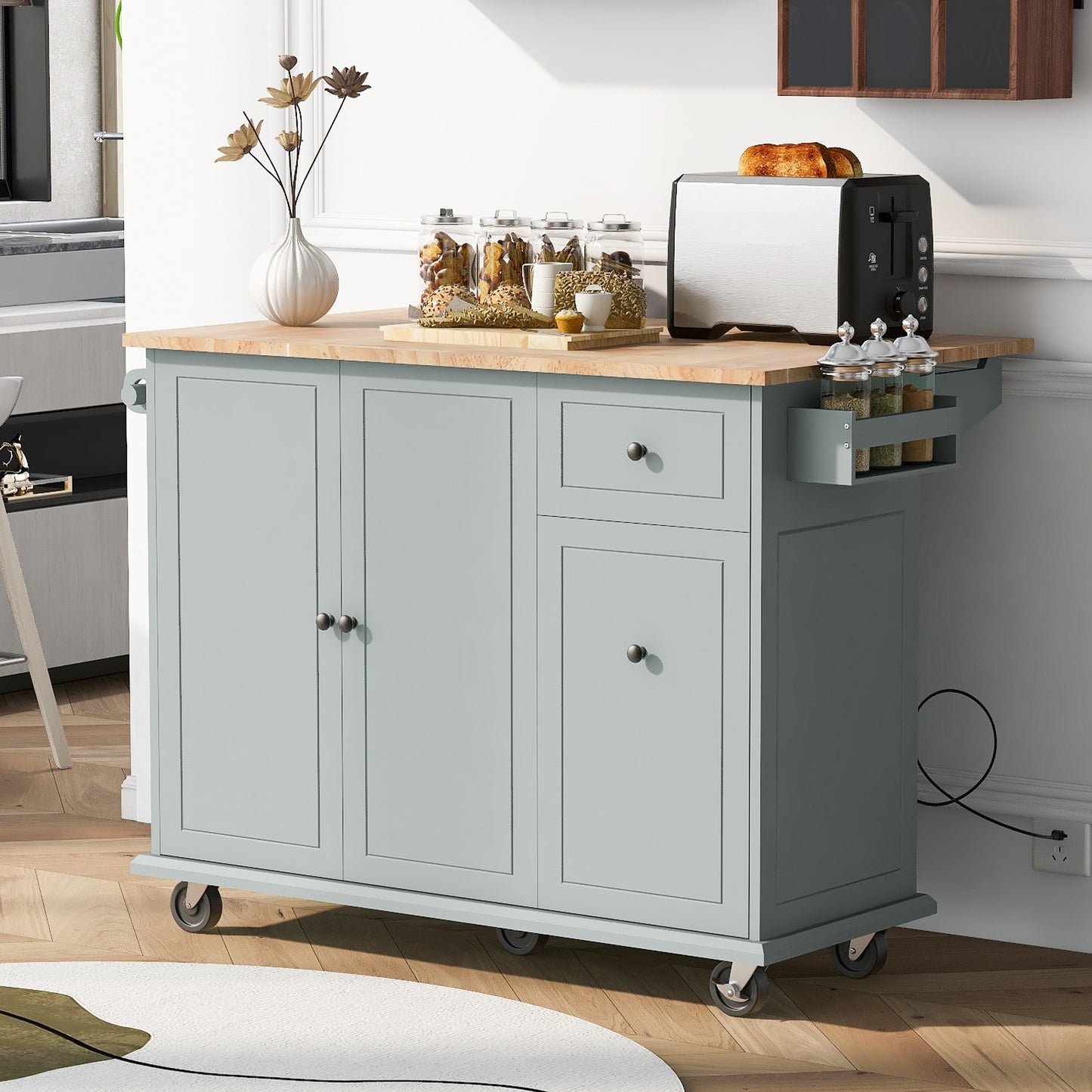 Somerset Modern Rolling Kitchen Cart Organizer