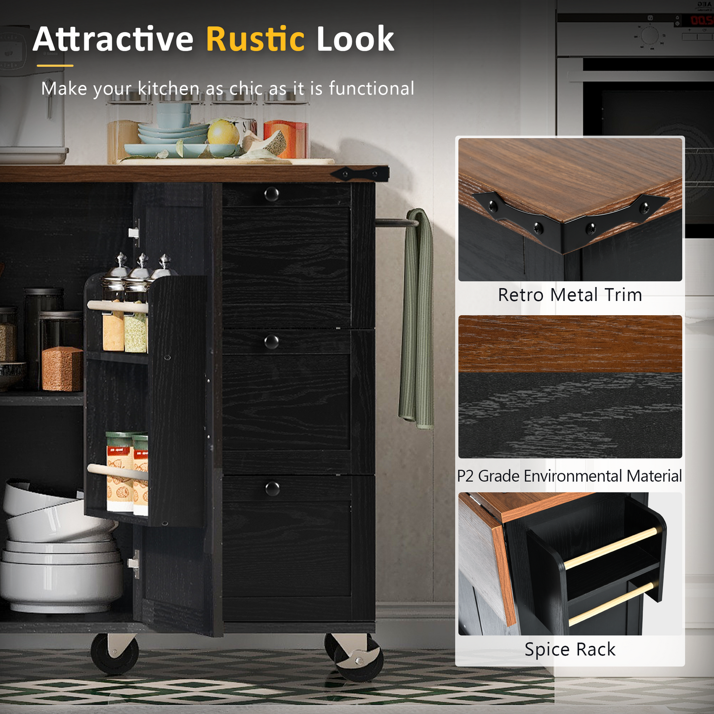 Westport Modern Farmhouse Rolling Kitchen Cart