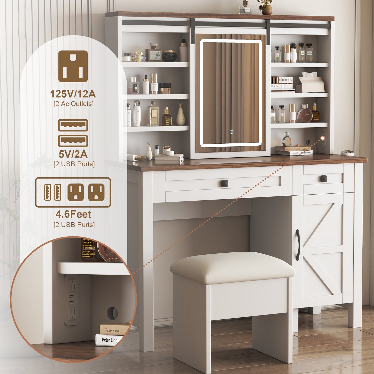 Fremont Craftsman Farmhouse Makeup Vanity Desk