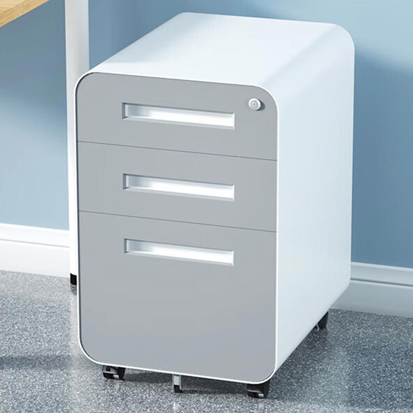 Warmsprings Modern 3 Drawer Mobile File Cabinet with Lock and Wheels