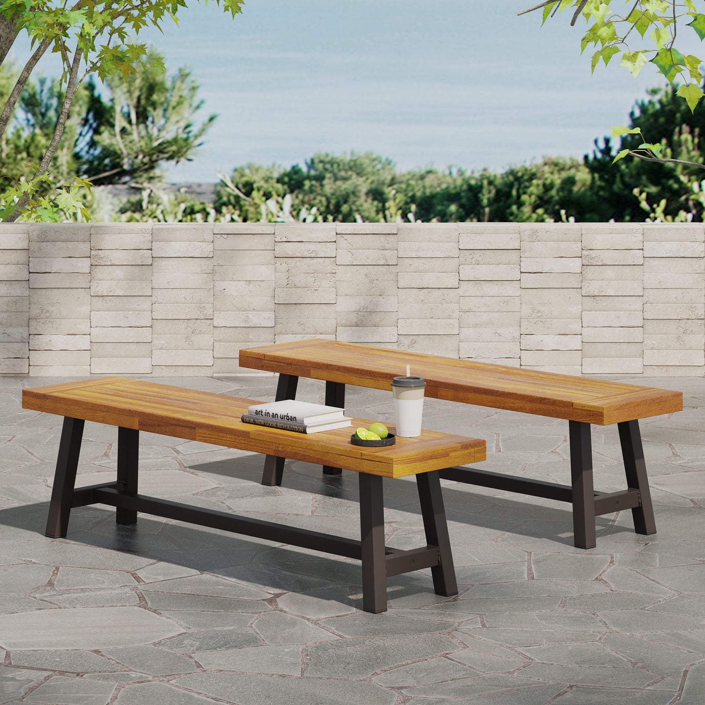 Westport Industrial Rustic Outdoor Benches