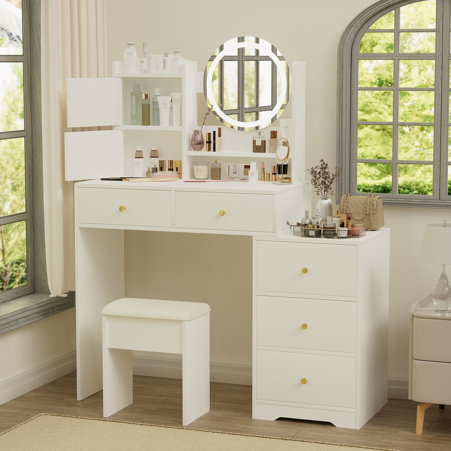 Calista Contemporary Velvet Vanity Desk