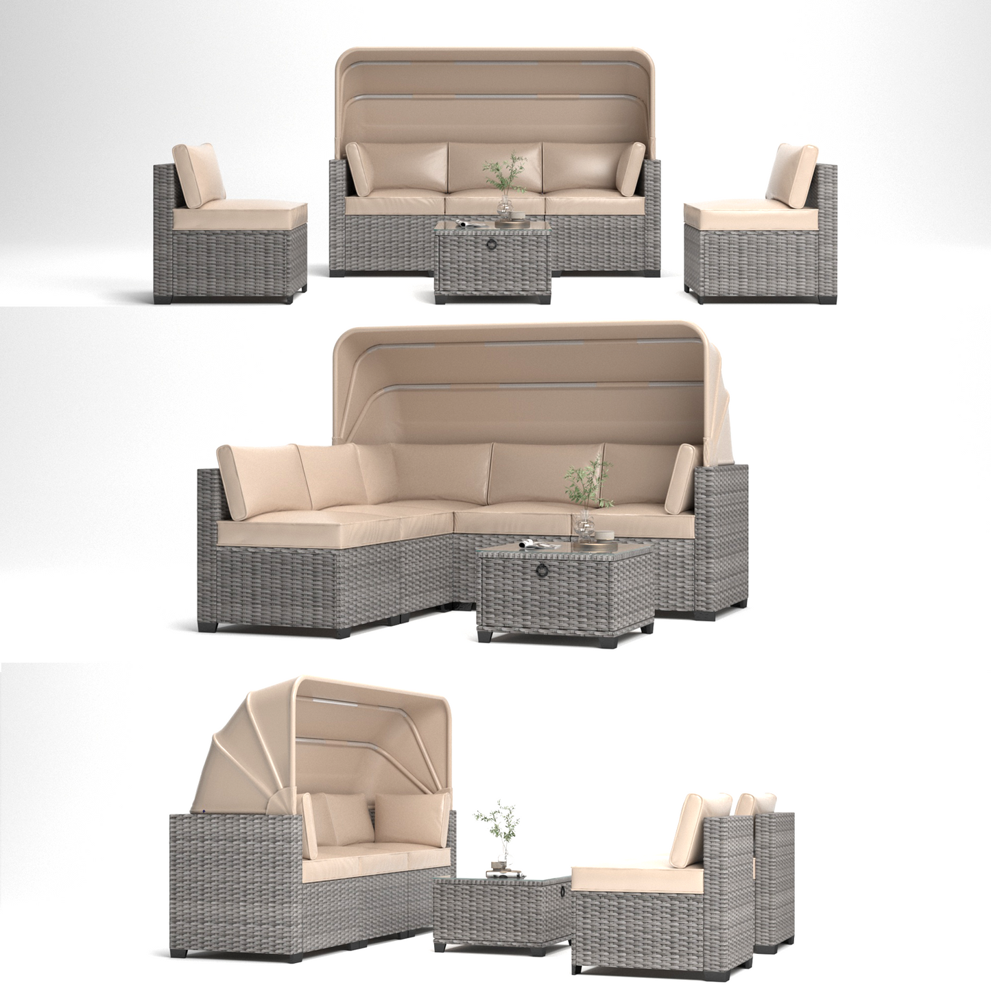 Justo Contemporary Rattan Outdoor Daybed Set