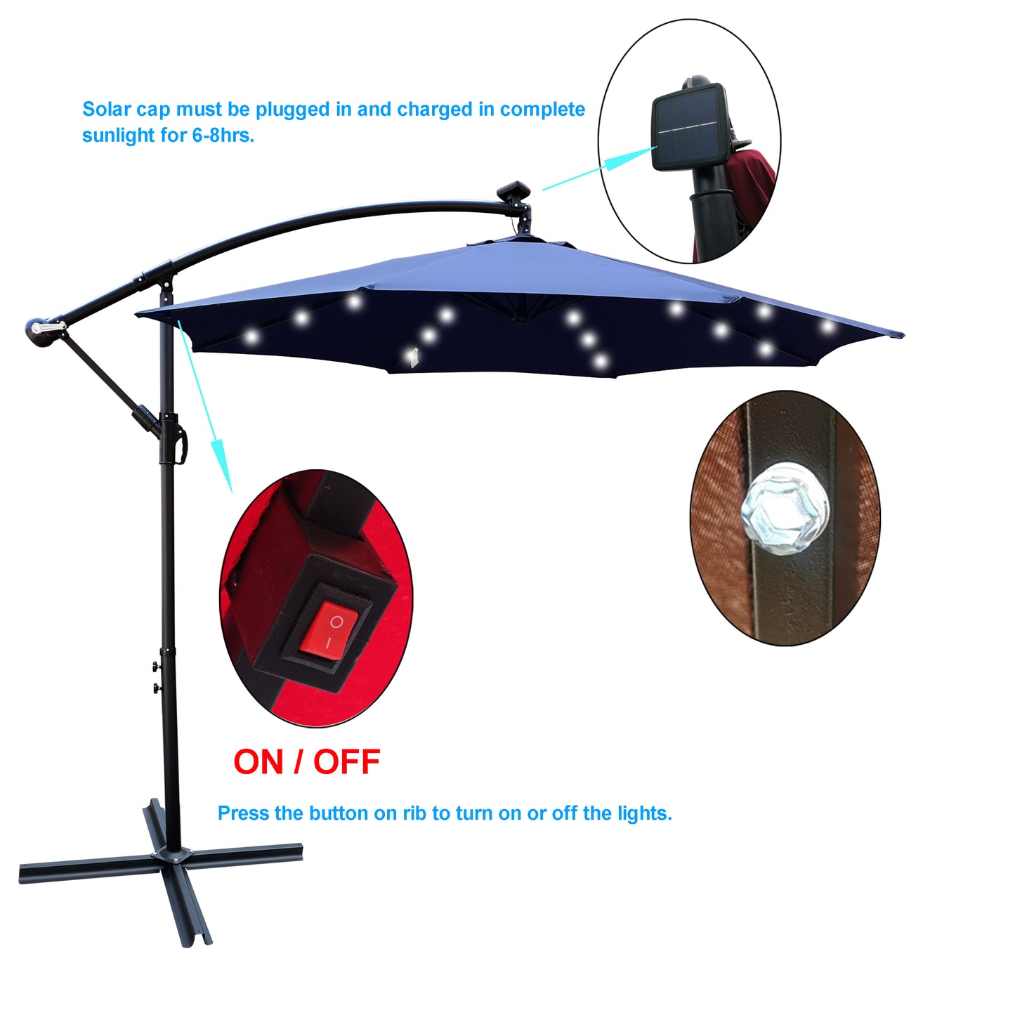 Marcel Modern Solar LED Patio Umbrella