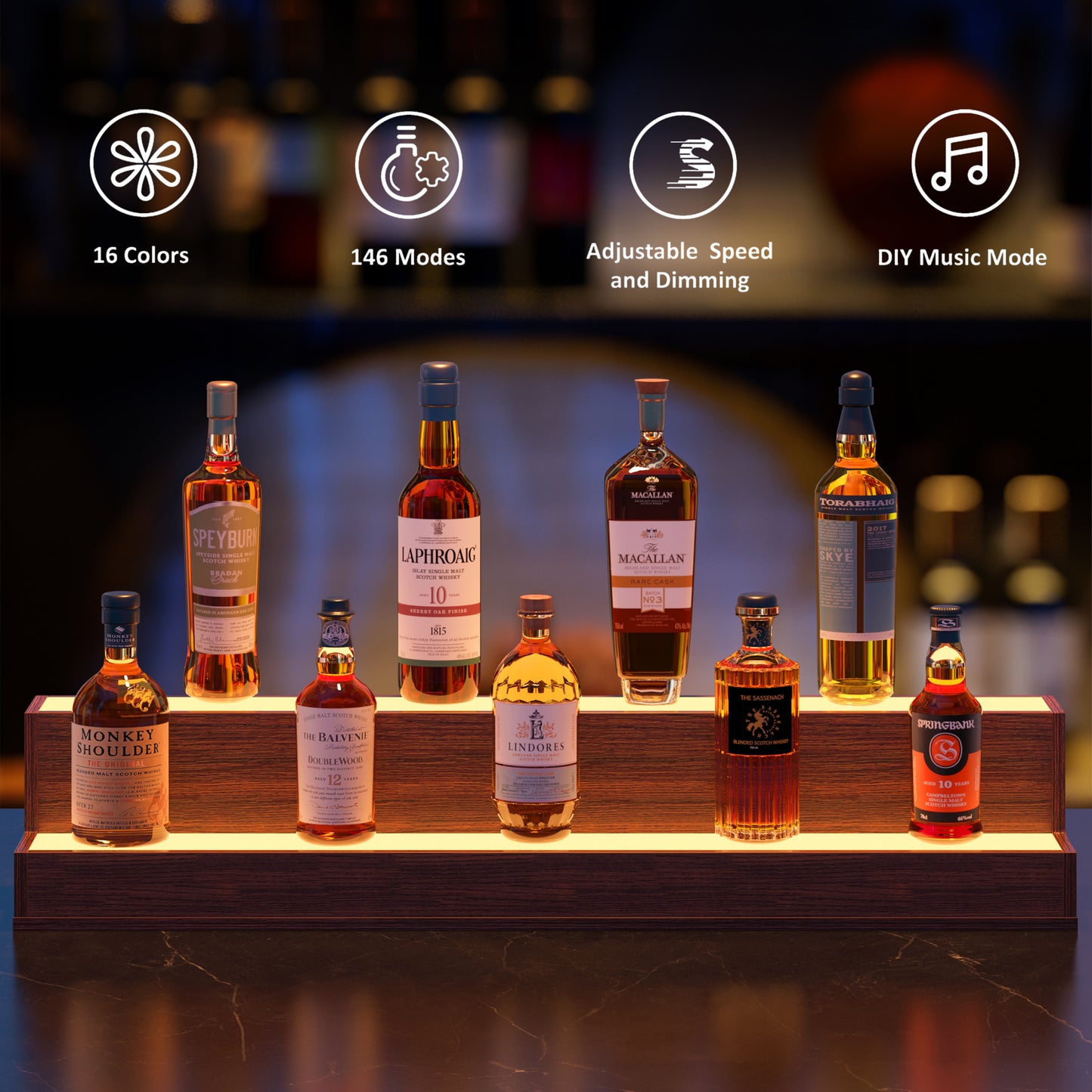 Amity Modern LED Lighted Liquor Bottle Display