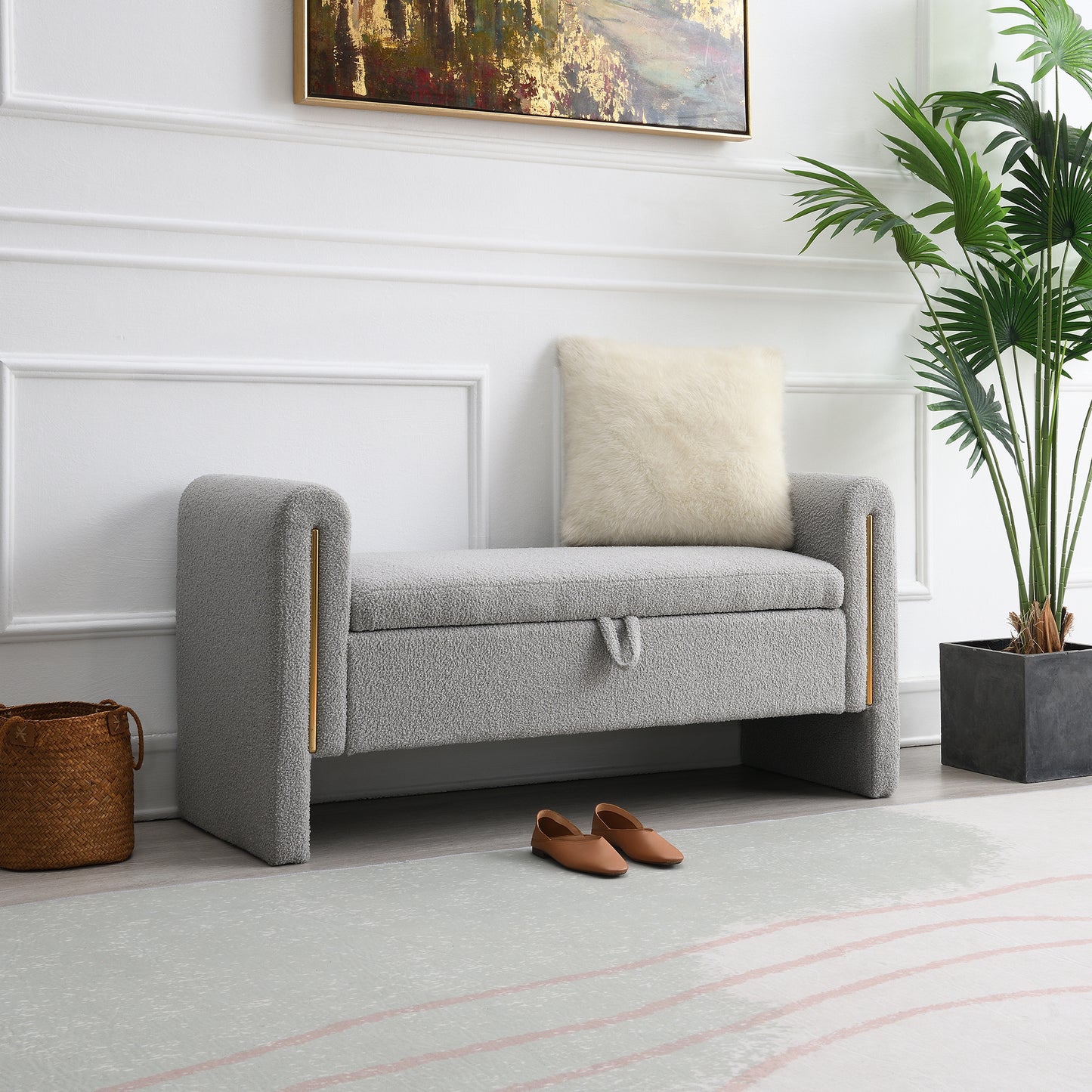 Warmsprings Modern Upholstered Storage Bench