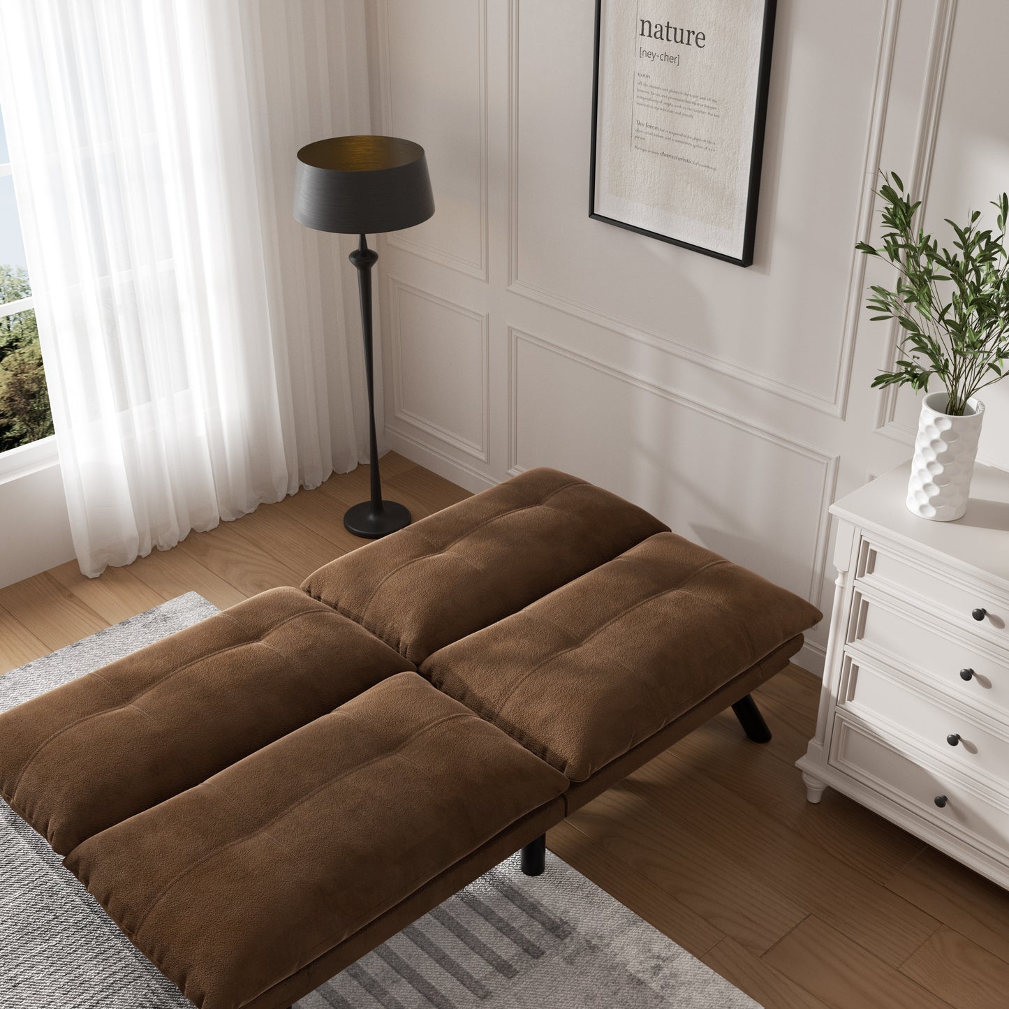 Kingsly Modern Leather Convertible Sofa Bed